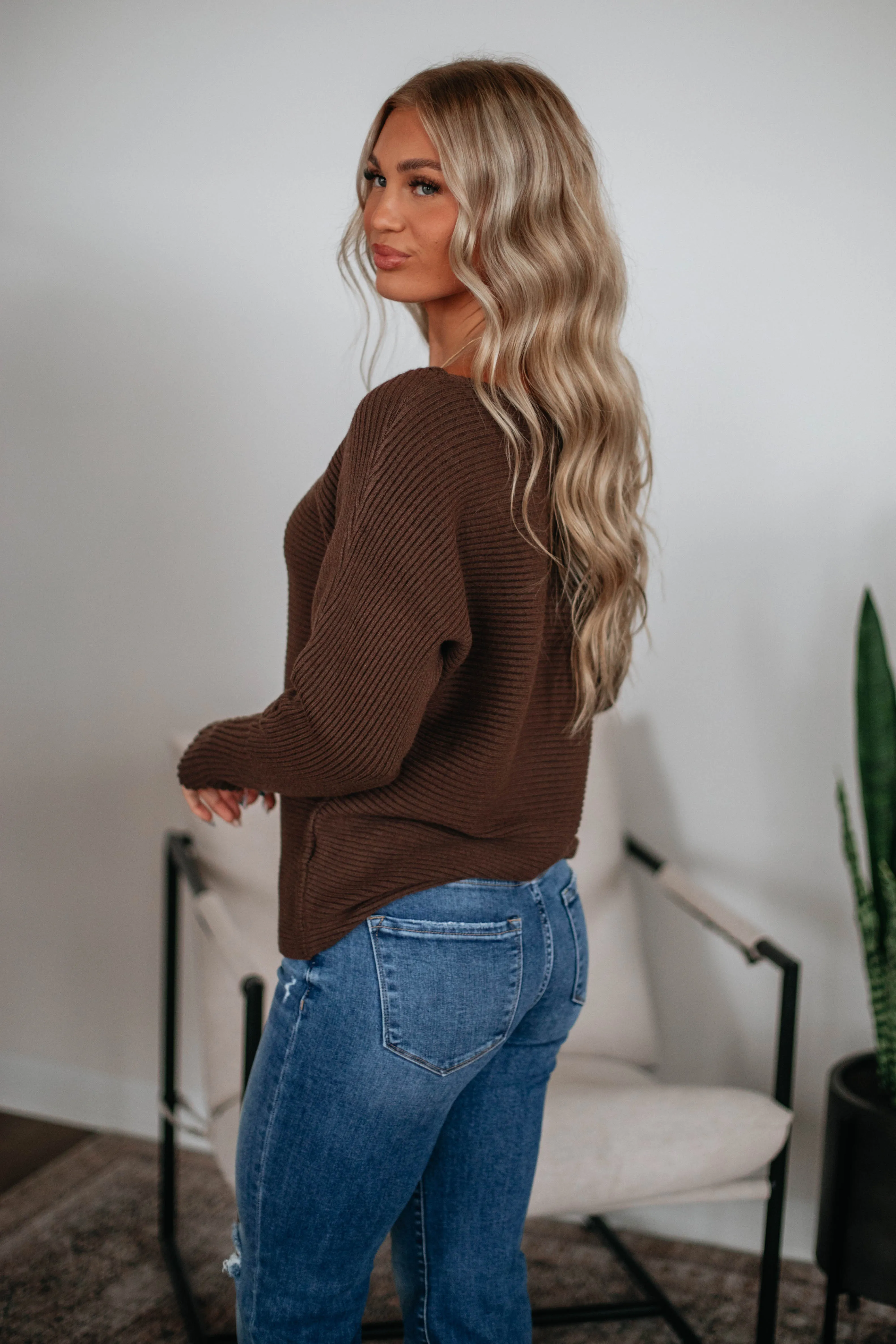 Lona Ribbed Sweater - Chocolate sold by Wild Oak Boutique product image thumbnail 4