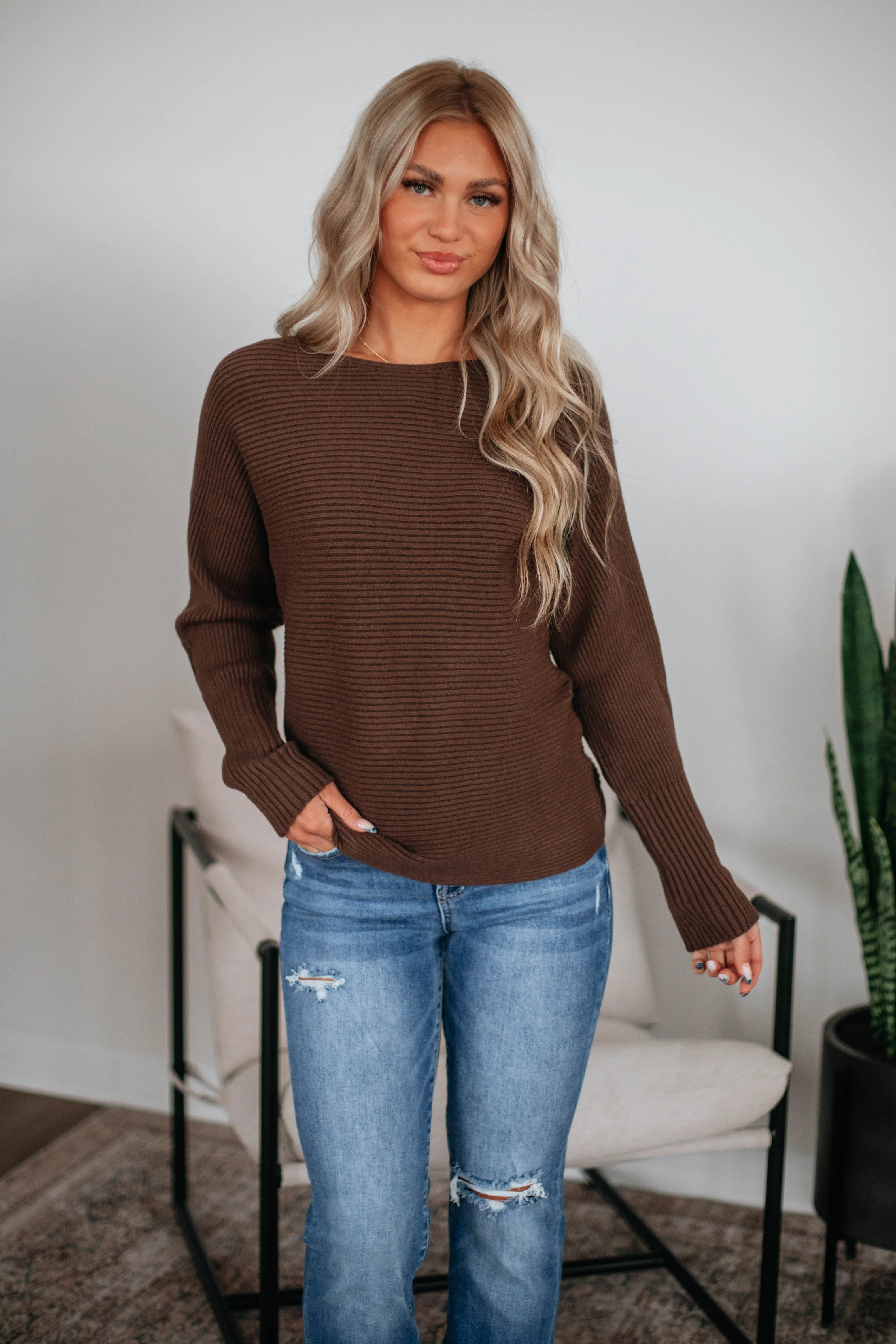 Lona Ribbed Sweater - Chocolate sold by Wild Oak Boutique product image thumbnail 5