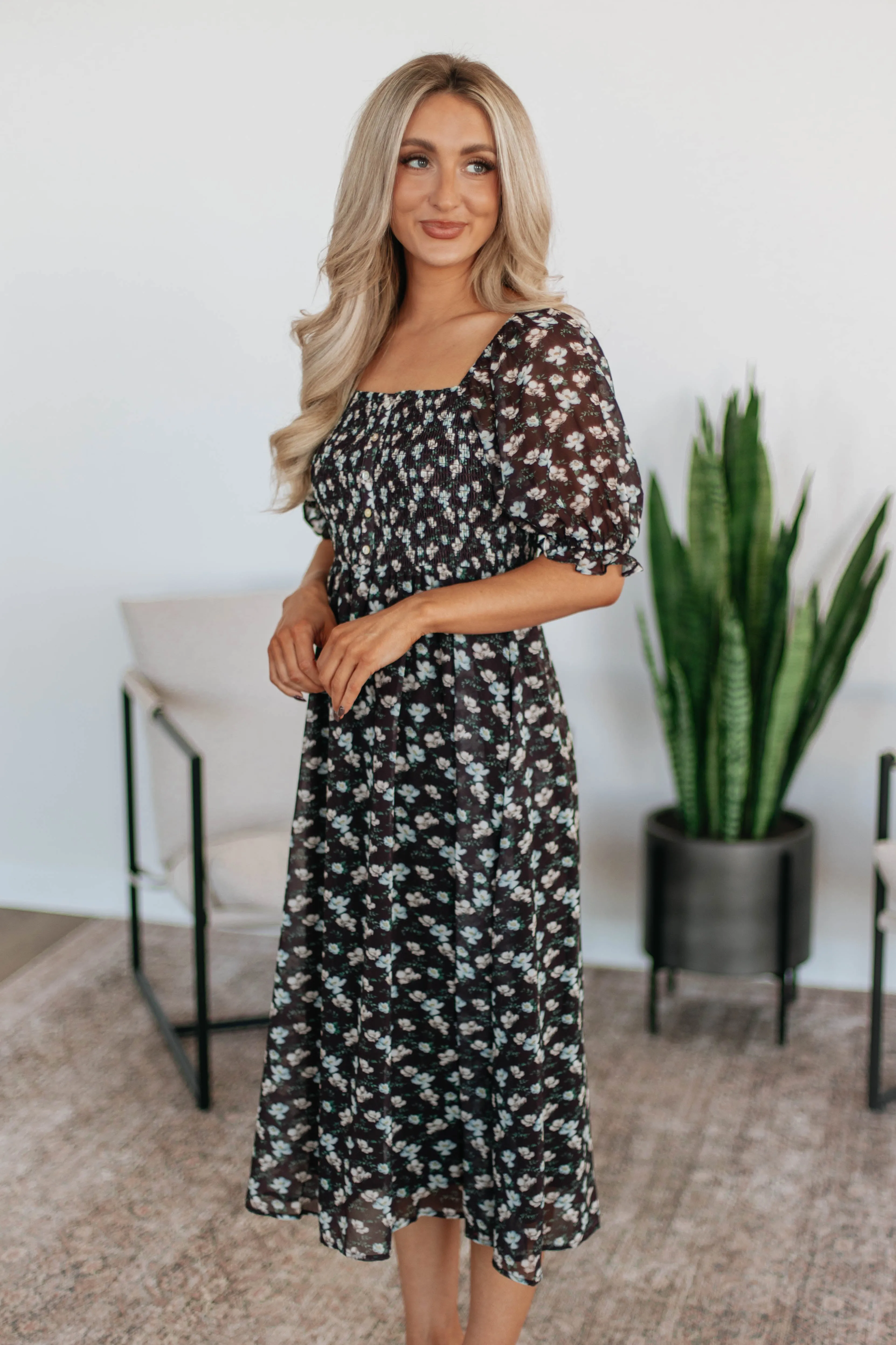 Fauna Floral Midi Dress sold by Wild Oak Boutique
