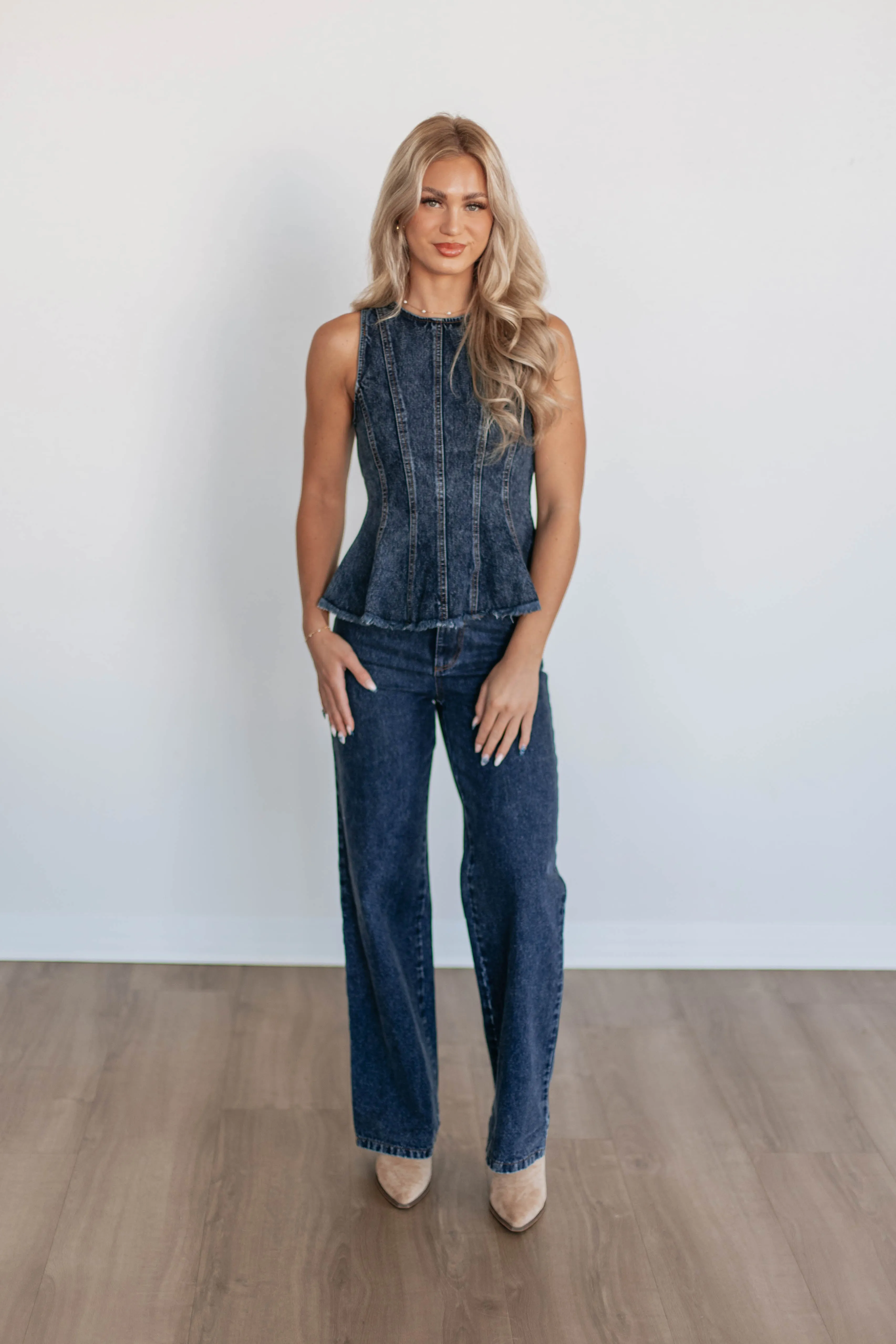 Abigale Two-Piece Denim Set sold by Wild Oak Boutique