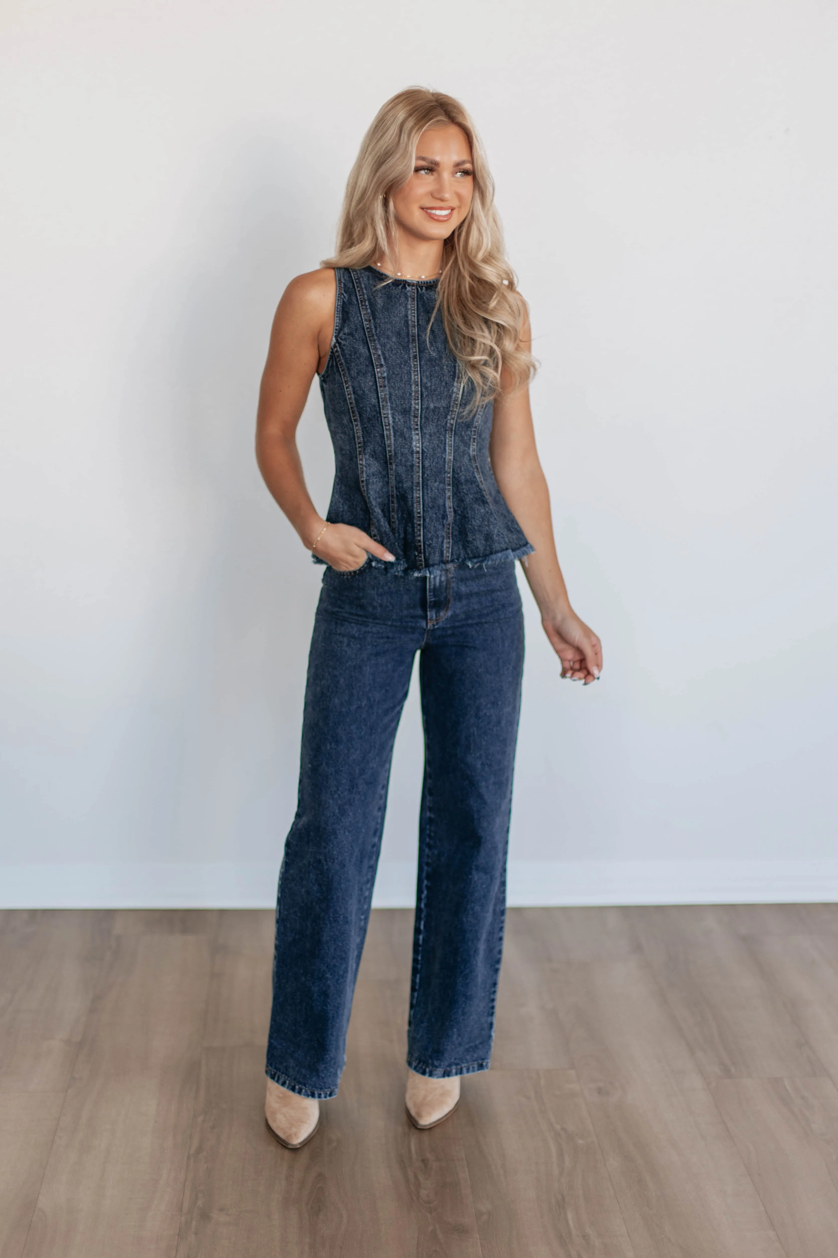 Abigale Two-Piece Denim Set sold by Wild Oak Boutique product image thumbnail 3
