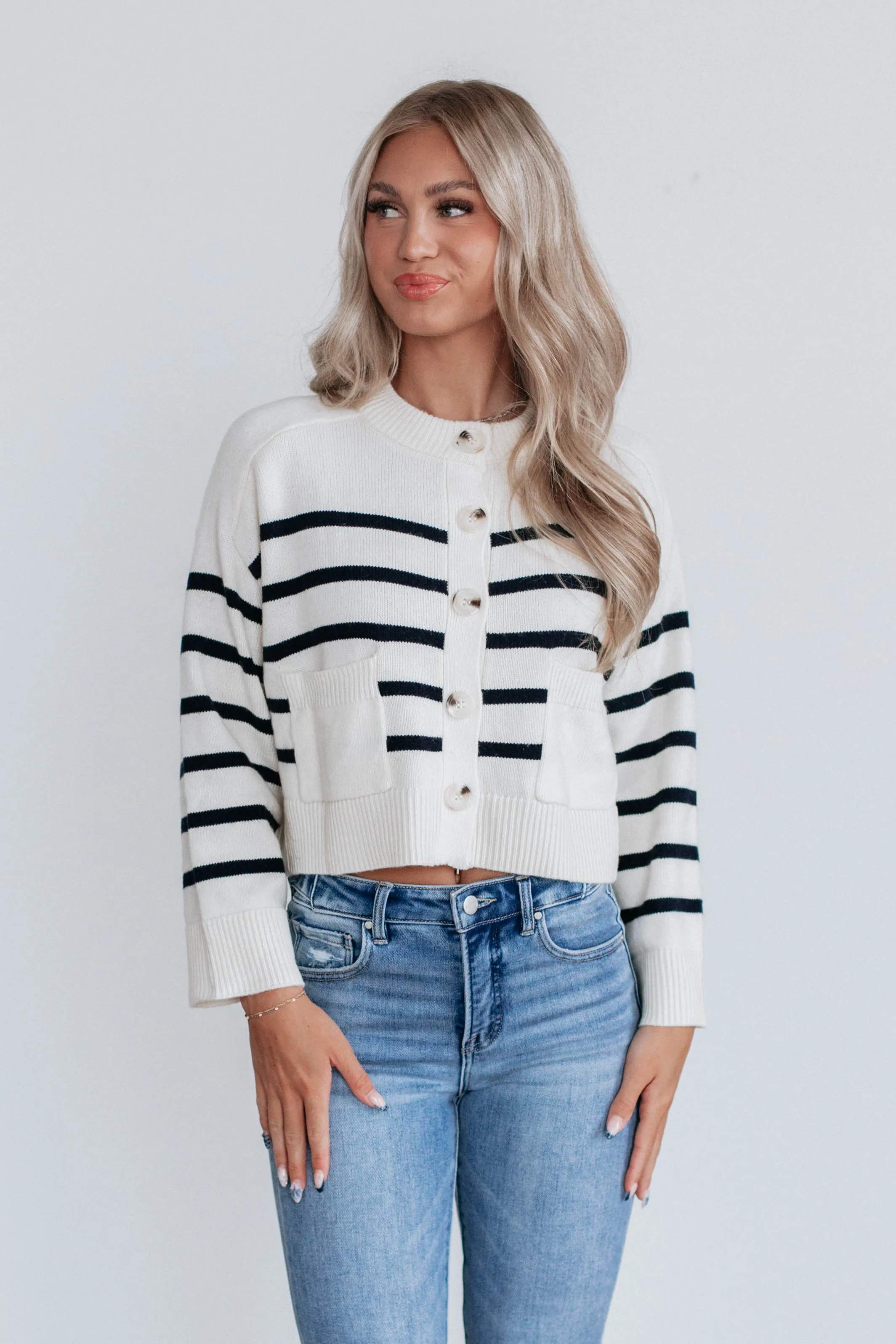 Harbor Striped Cardigan sold by Wild Oak Boutique