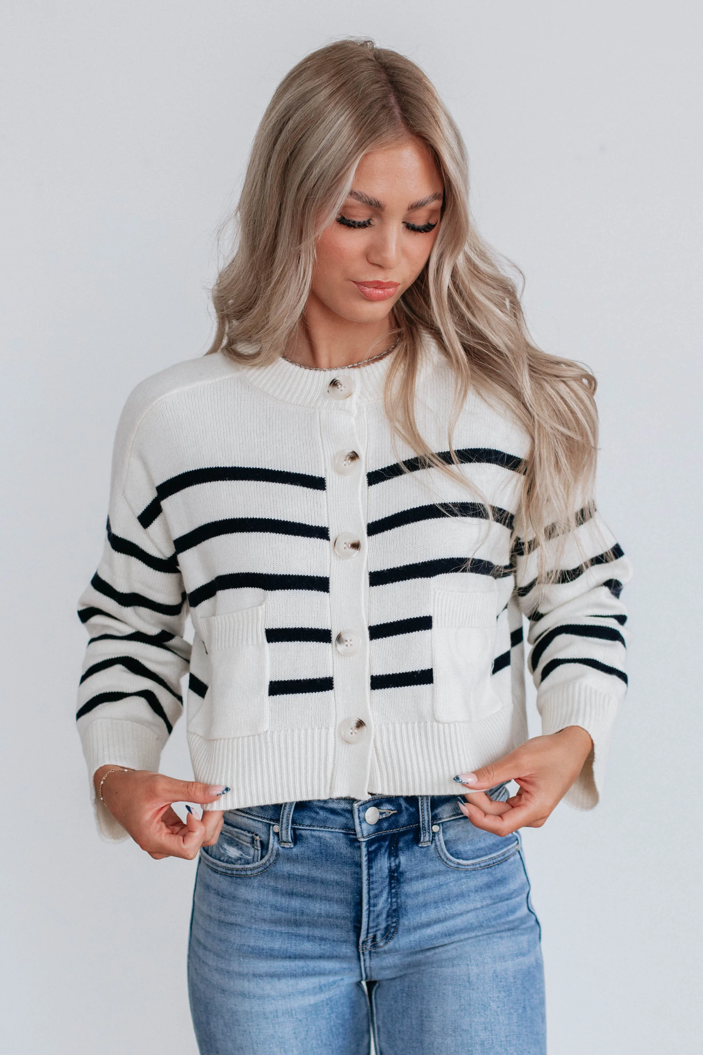 Harbor Striped Cardigan sold by Wild Oak Boutique product image thumbnail 3
