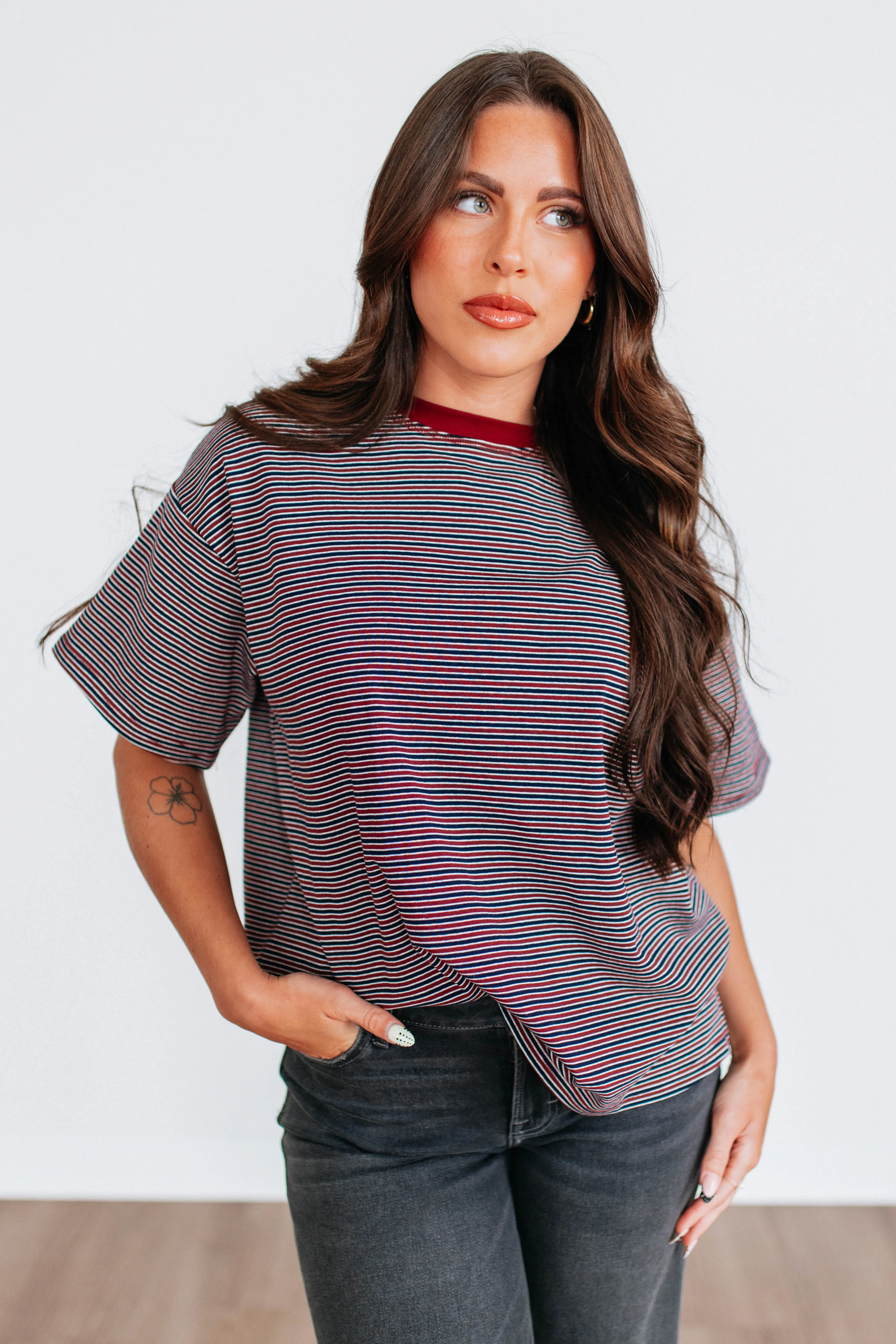 Jodey Striped Tee sold by Wild Oak Boutique