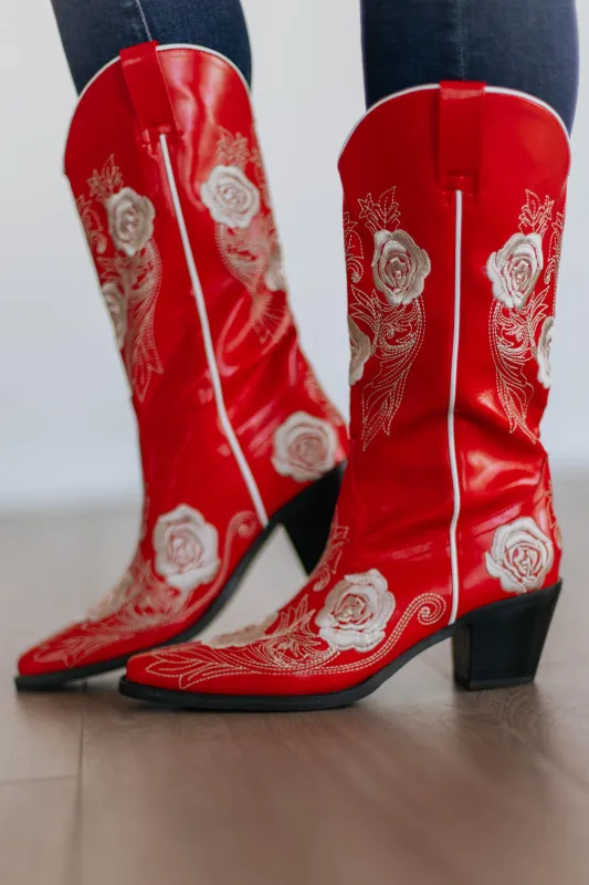 Center Stage Cowgirl Boots - Cherry sold by Wild Oak Boutique