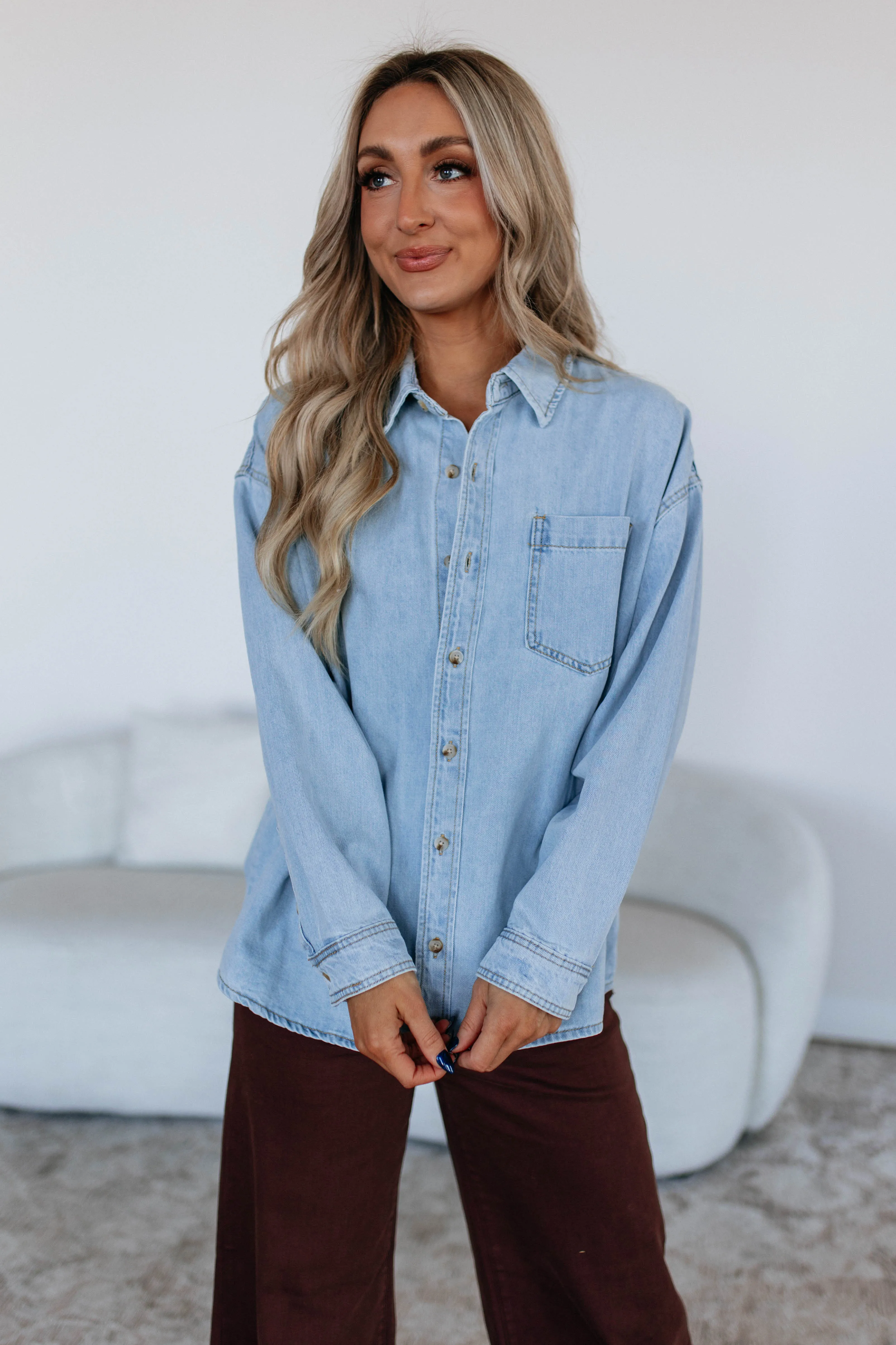 Jersie Denim Shacket - Light Wash sold by Wild Oak Boutique product image thumbnail 4