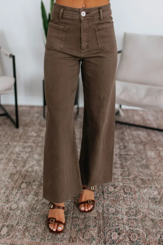Hannah Wide Leg Pants - Cocoa sold by Wild Oak Boutique