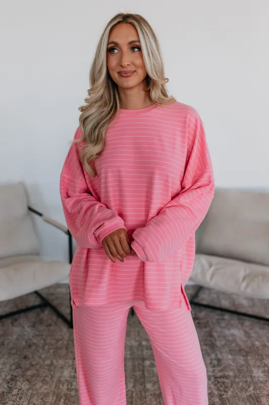 Cayla Striped Top - Flamingo Mix sold by Wild Oak Boutique