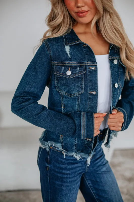 Gemma Risen Denim Jacket - Deep Blue sold by Wild Oak Boutique