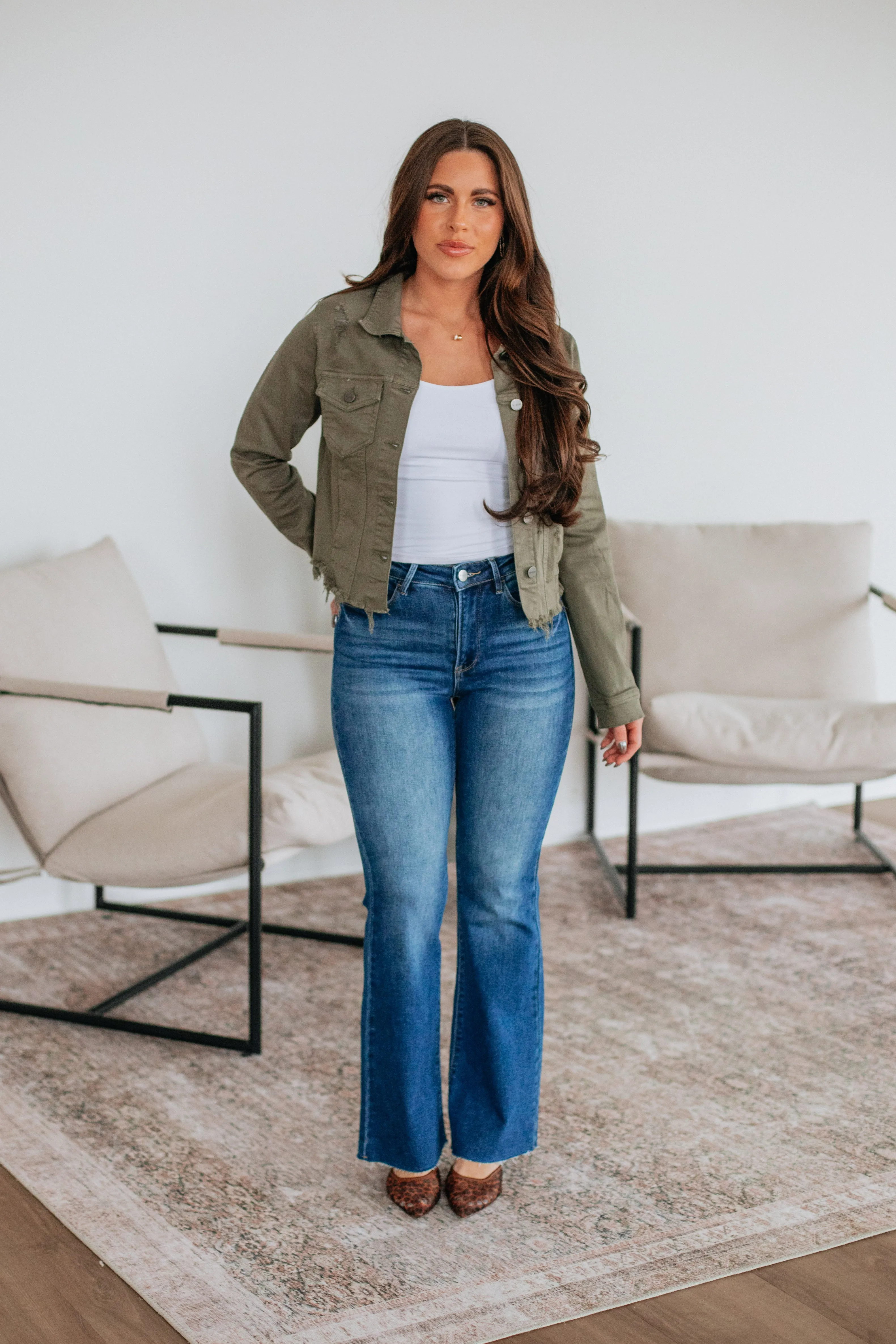 Gemma Risen Denim Jacket - Dark Olive sold by Wild Oak Boutique product image thumbnail 3