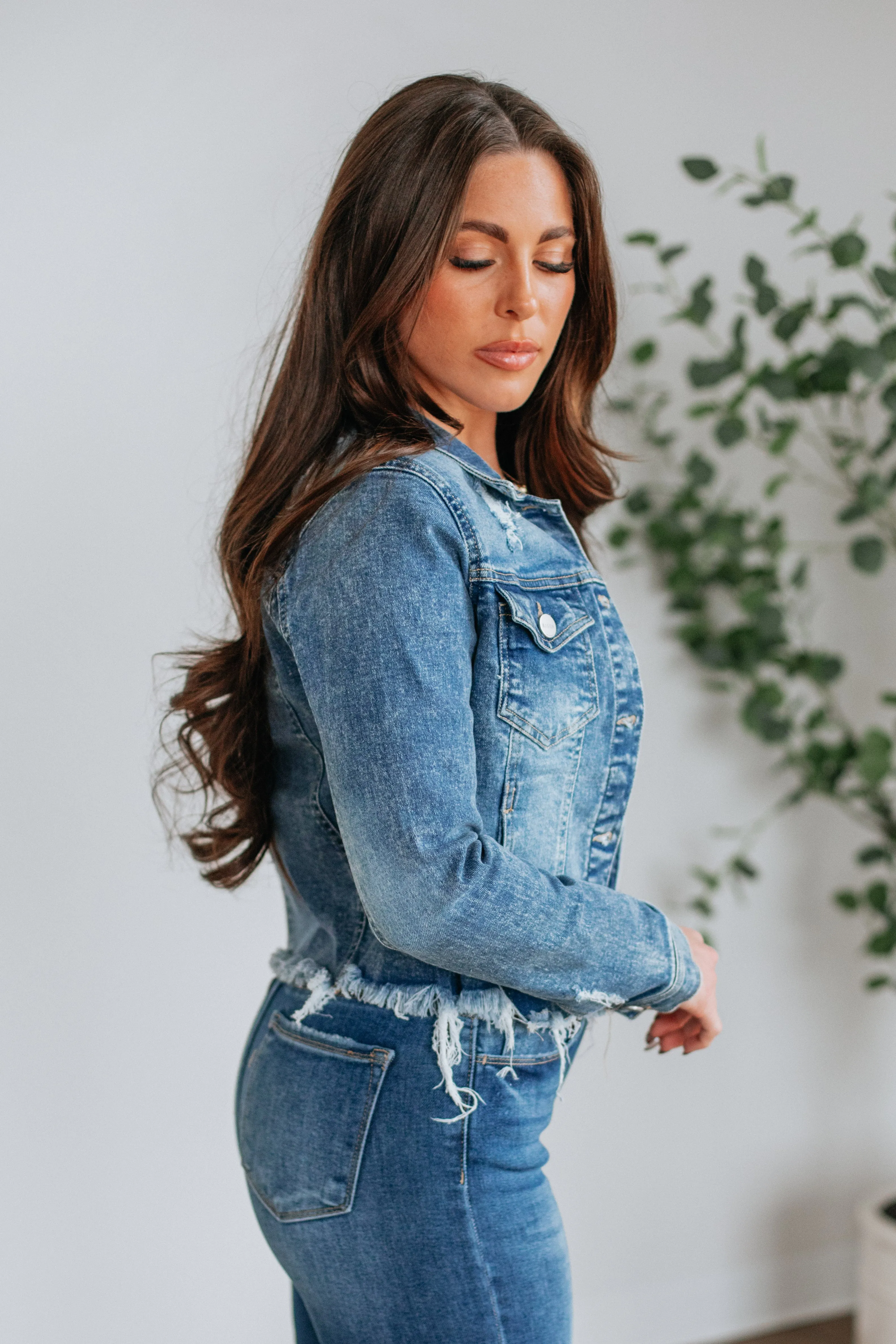 Gemma Risen Denim Jacket - Medium Wash sold by Wild Oak Boutique product image thumbnail 4