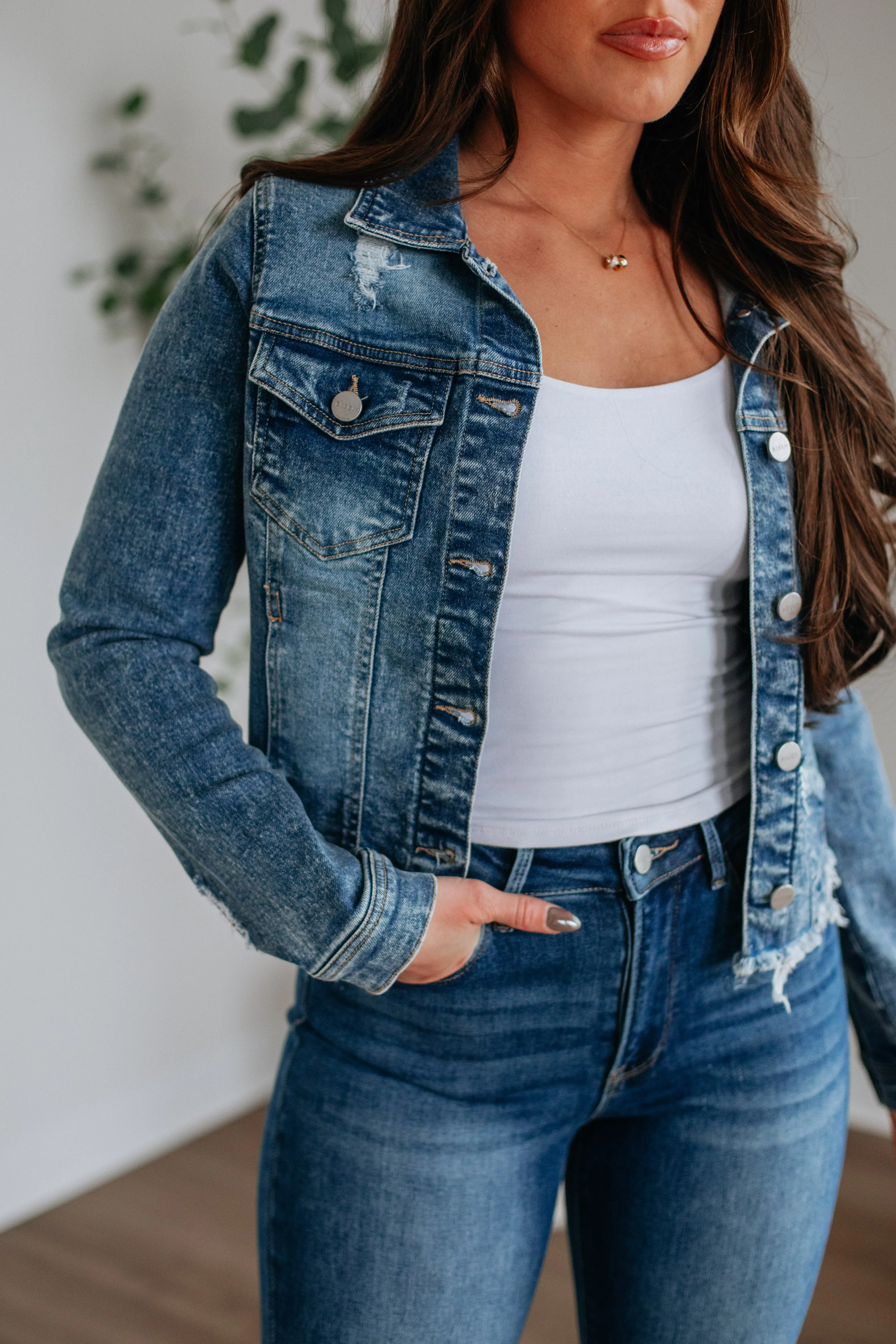 Gemma Risen Denim Jacket - Medium Wash sold by Wild Oak Boutique