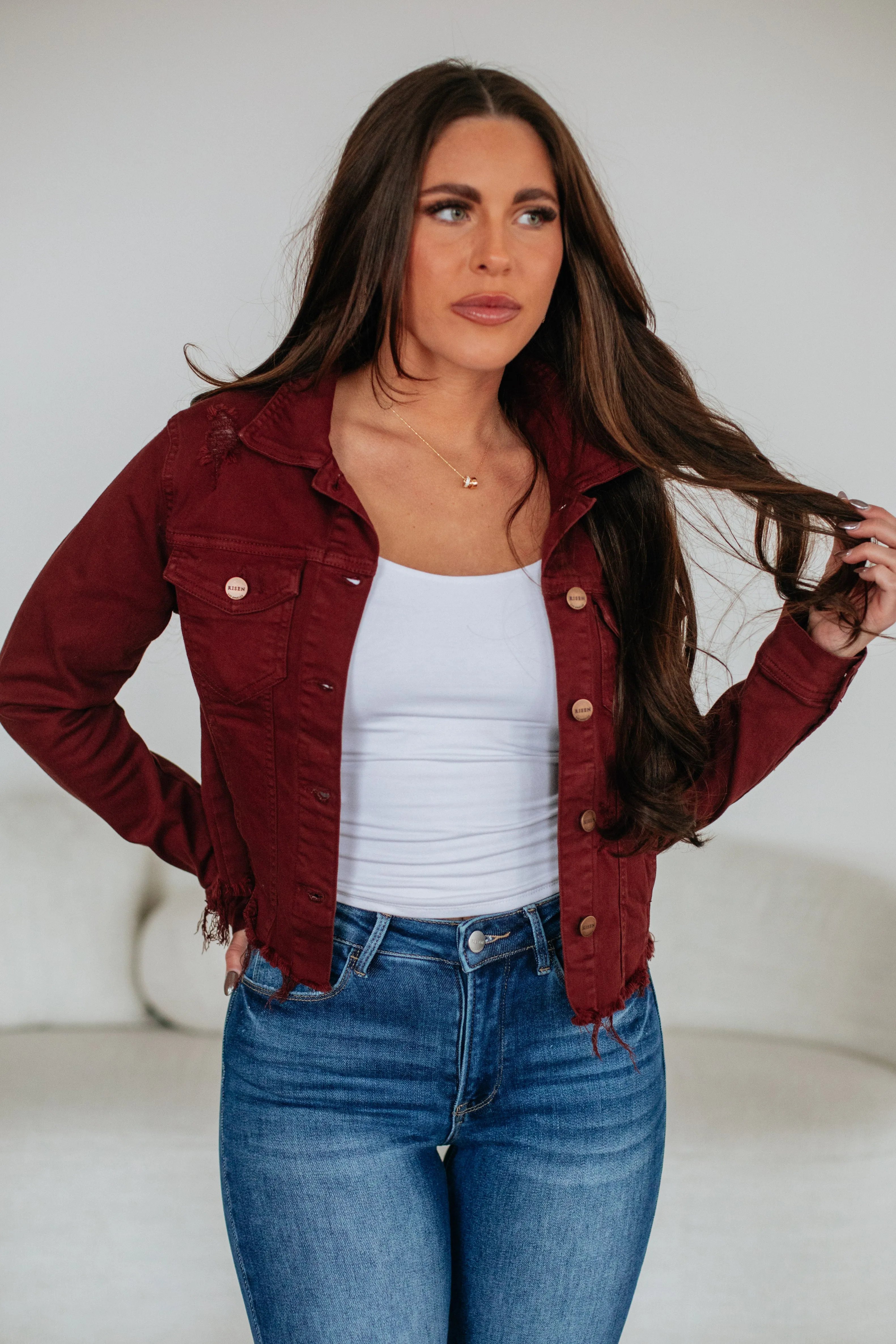 Gemma Risen Denim Jacket - Mahogany sold by Wild Oak Boutique product image thumbnail 5