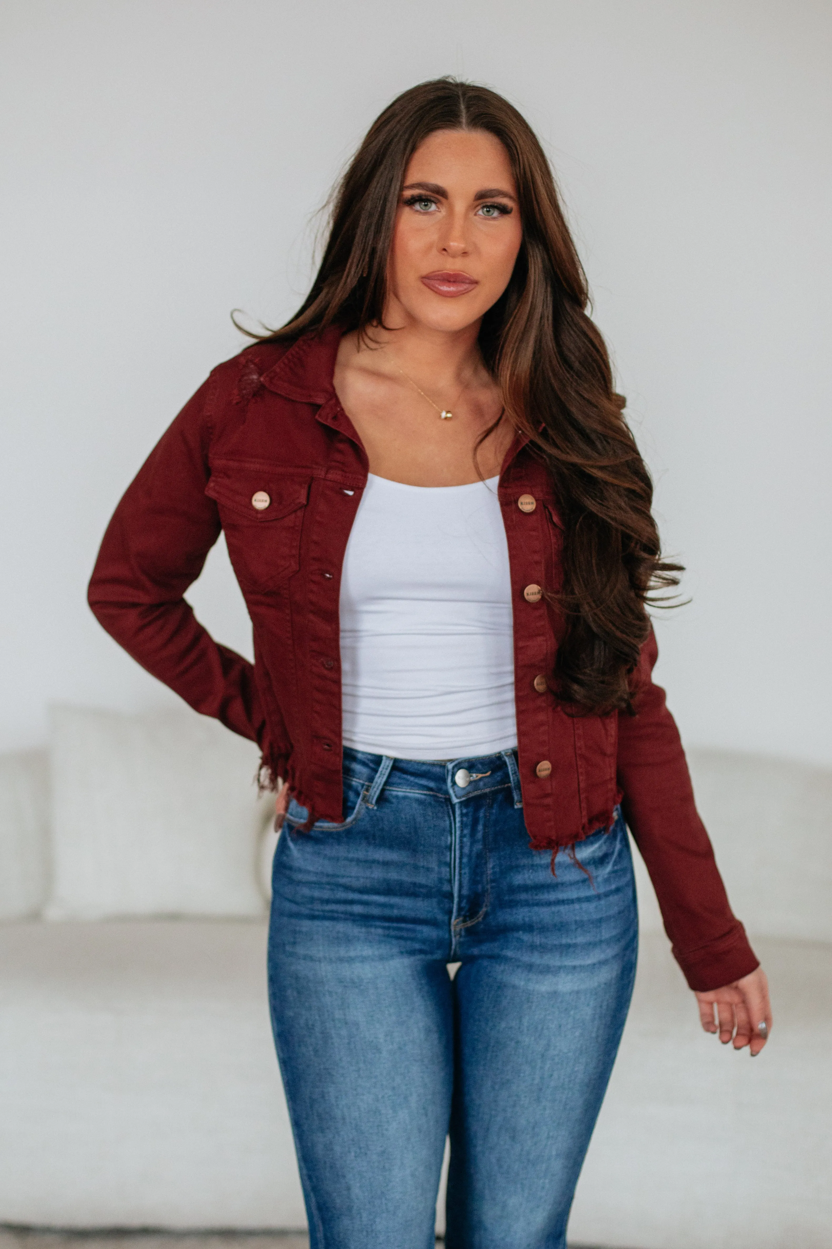 Gemma Risen Denim Jacket - Mahogany sold by Wild Oak Boutique product image thumbnail 2