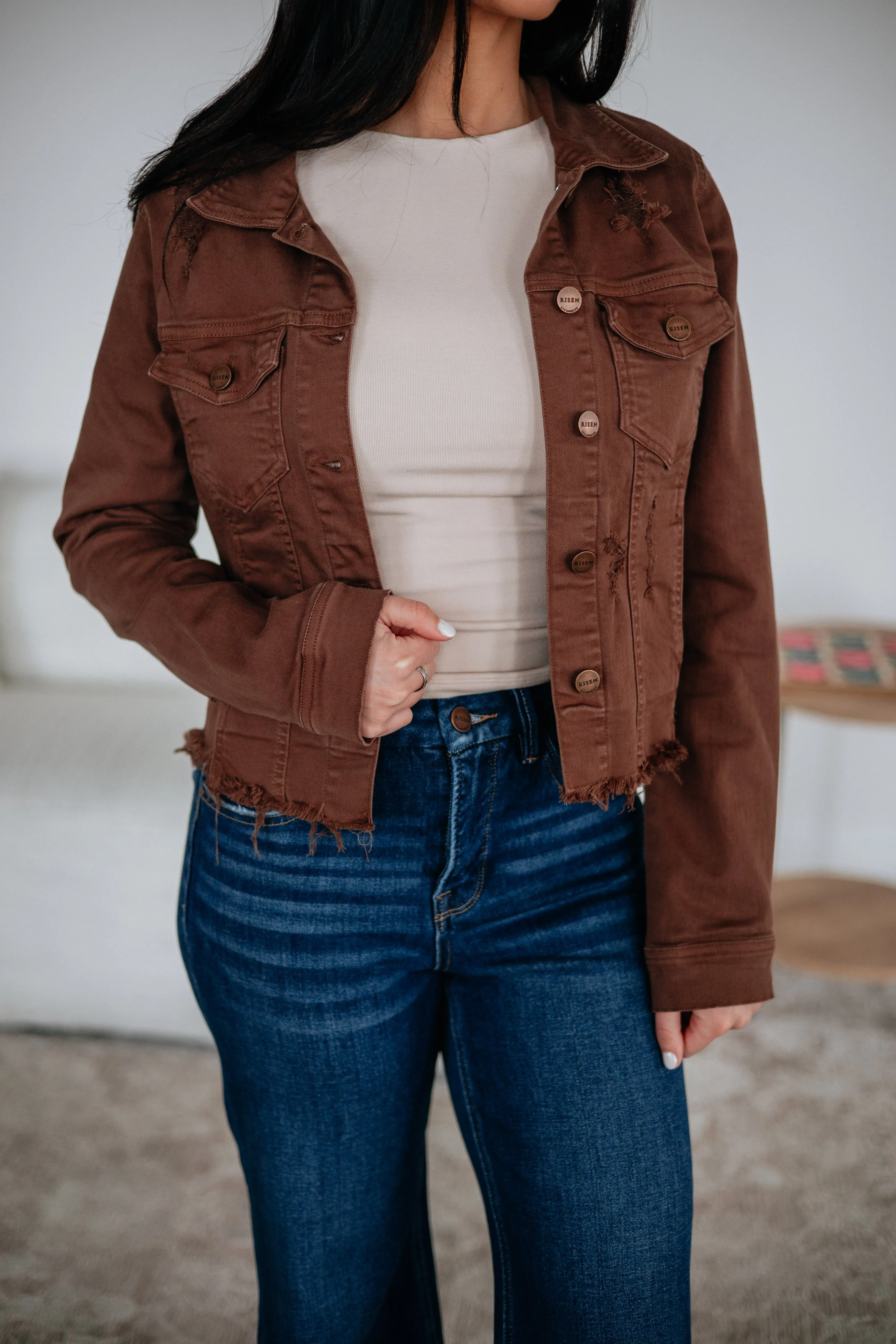 Gemma Risen Denim Jacket - Mocha sold by Wild Oak Boutique product image thumbnail 3
