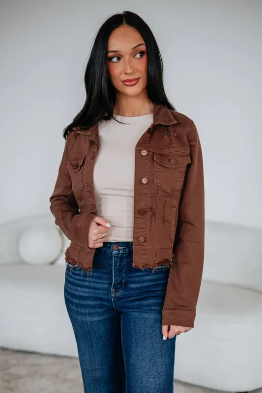 Gemma Risen Denim Jacket - Mocha sold by Wild Oak Boutique