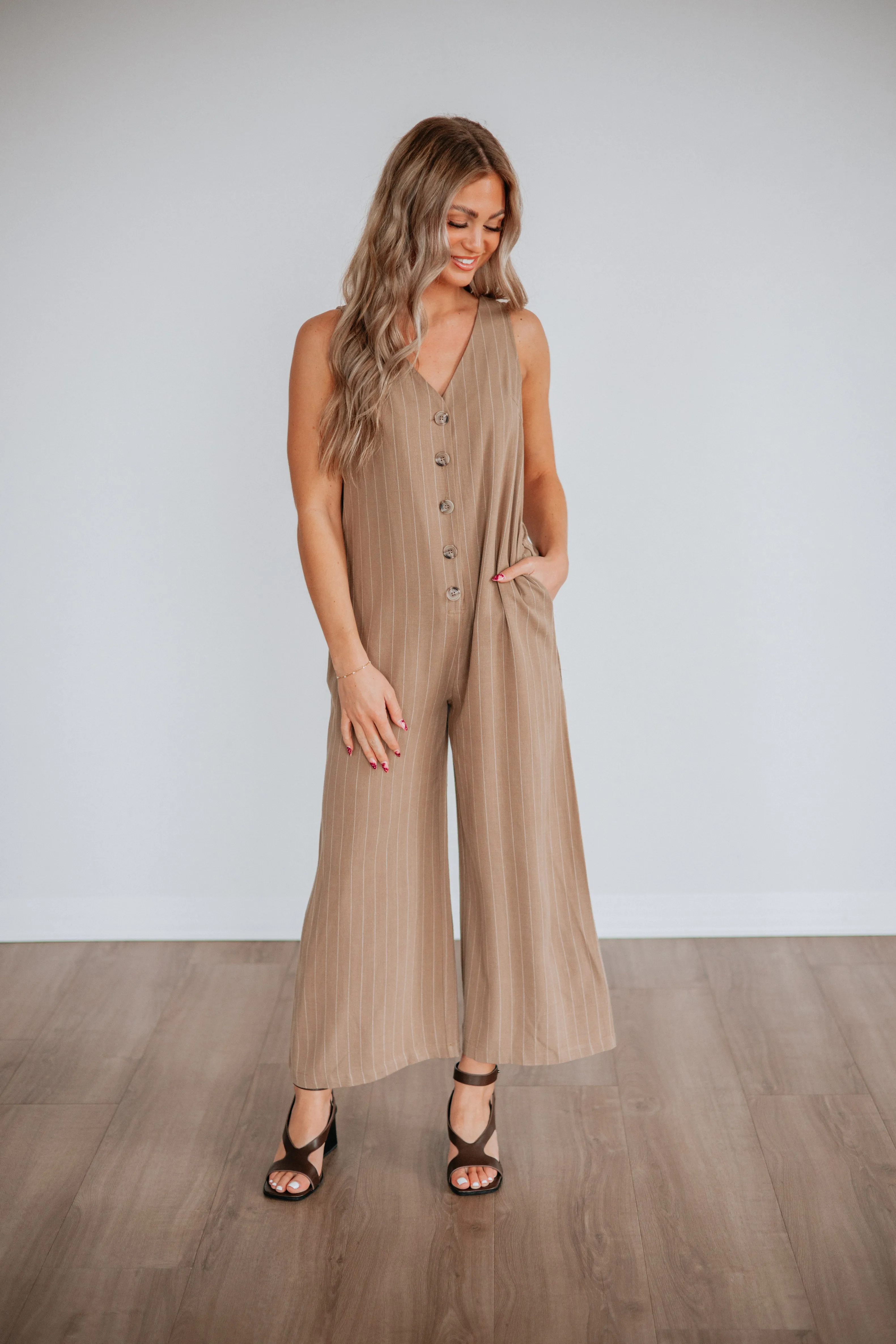 Inessa Striped Jumpsuit sold by Wild Oak Boutique