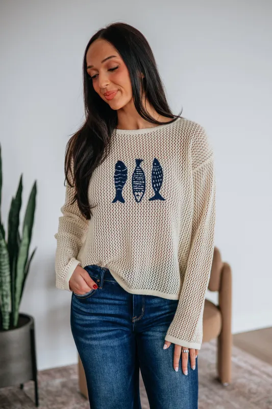 Coastal Catch Sweater sold by Wild Oak Boutique