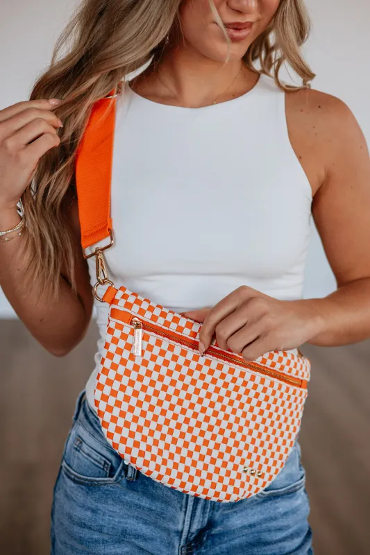 Patsy Checkered Bum Bag - Tangerine made by Wild Oak Boutique