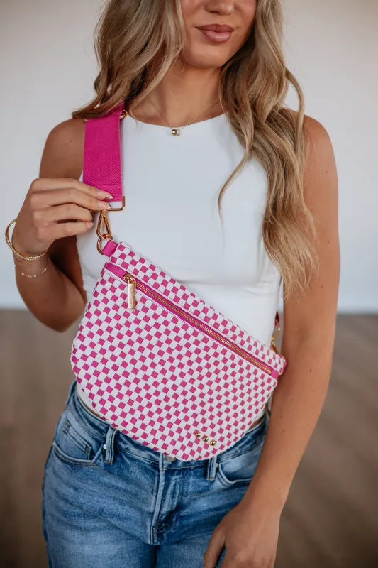 Patsy Checkered Bum Bag - Raspberry made by Wild Oak Boutique