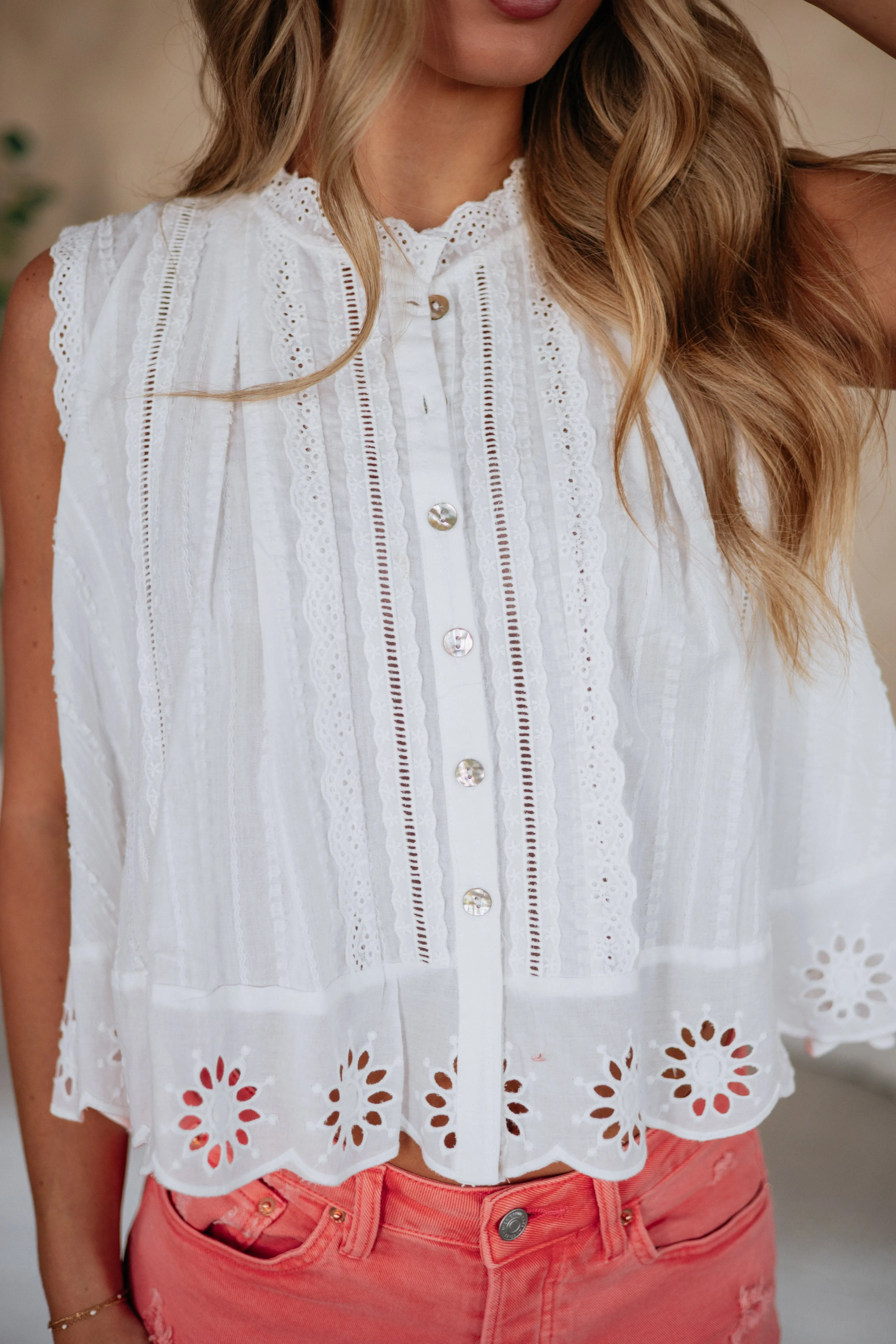 Johanna Eyelet Top - Ivory sold by Wild Oak Boutique product image thumbnail 2