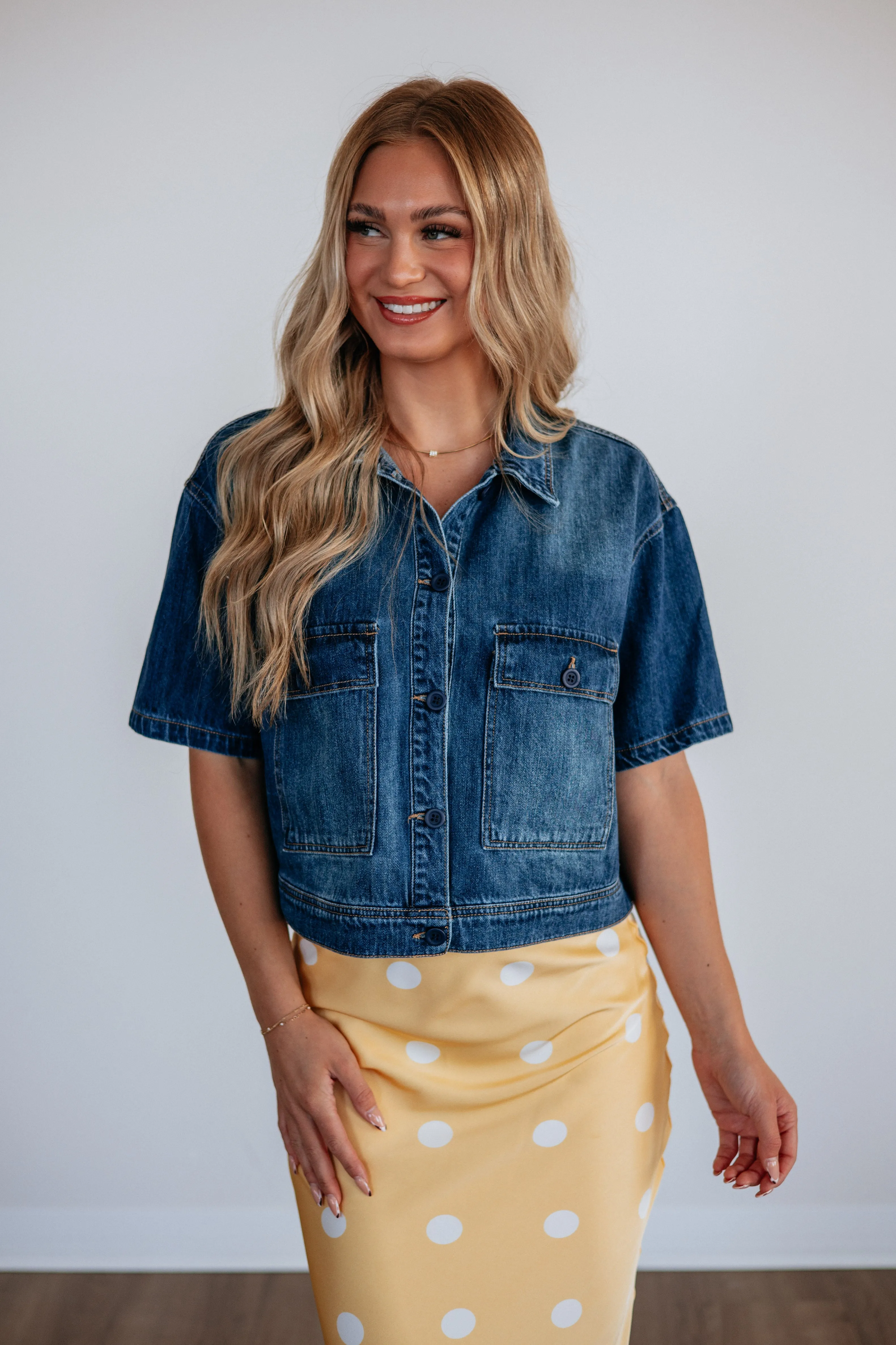 Audley Risen Denim Top sold by Wild Oak Boutique