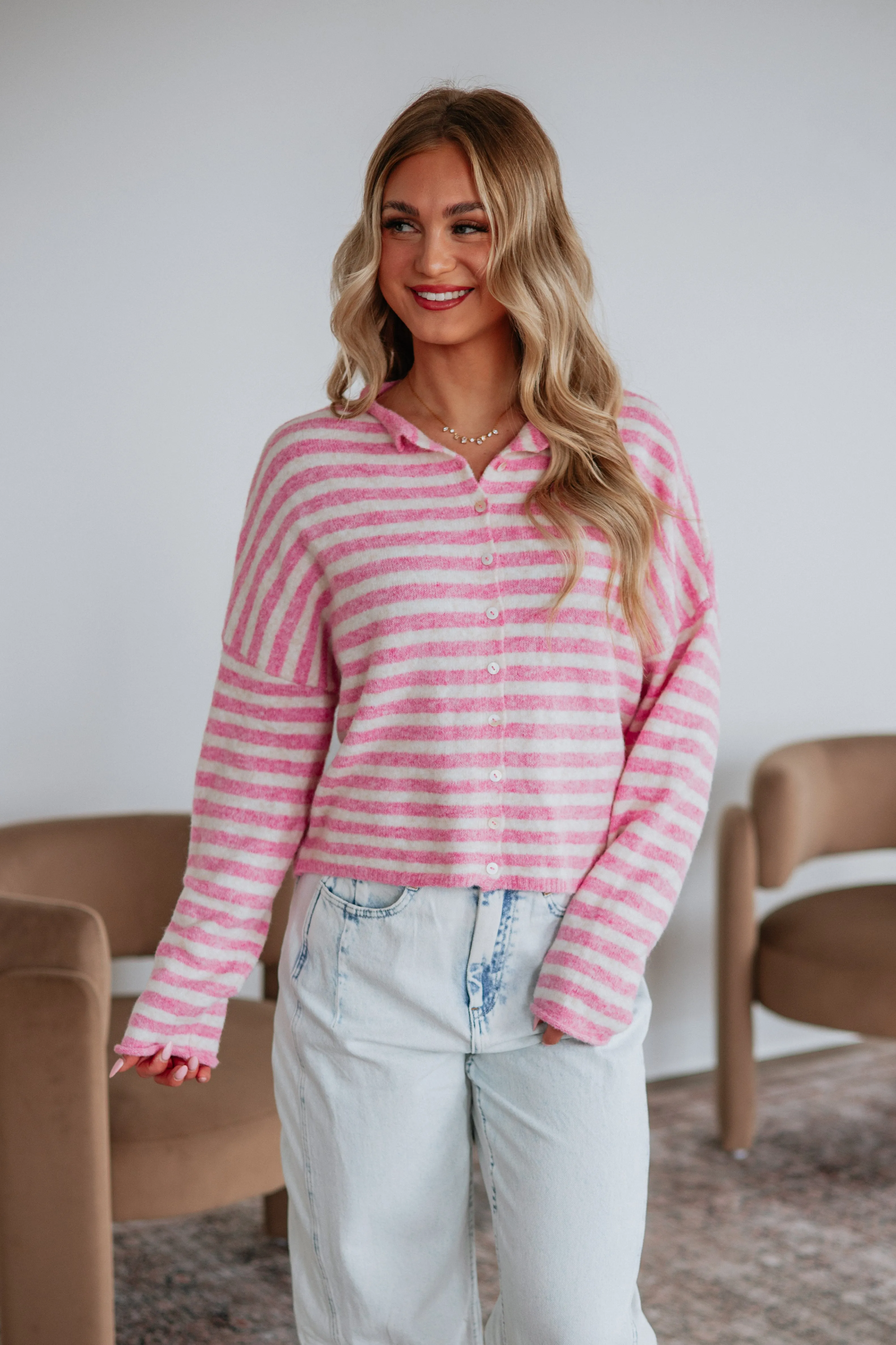 Brooke Striped Cardigan - Taffy Mix sold by Wild Oak Boutique