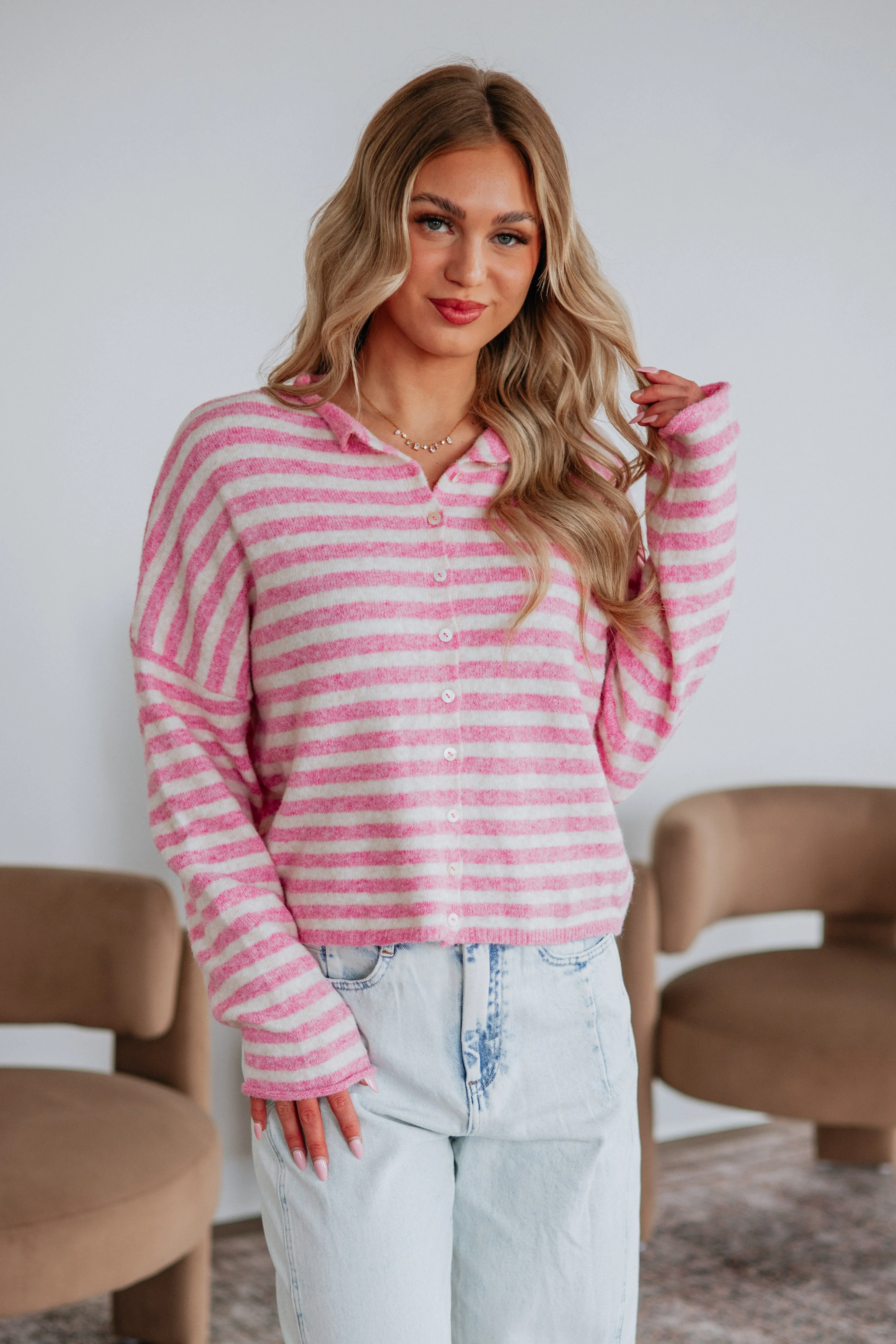 Brooke Striped Cardigan - Taffy Mix sold by Wild Oak Boutique product image thumbnail 3