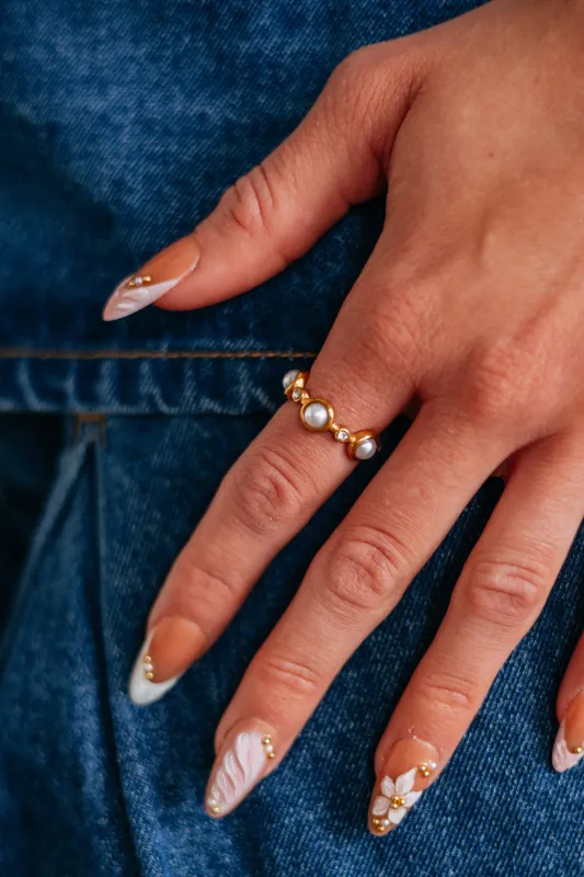 Isla Pearl Ring made by Wild Oak Boutique