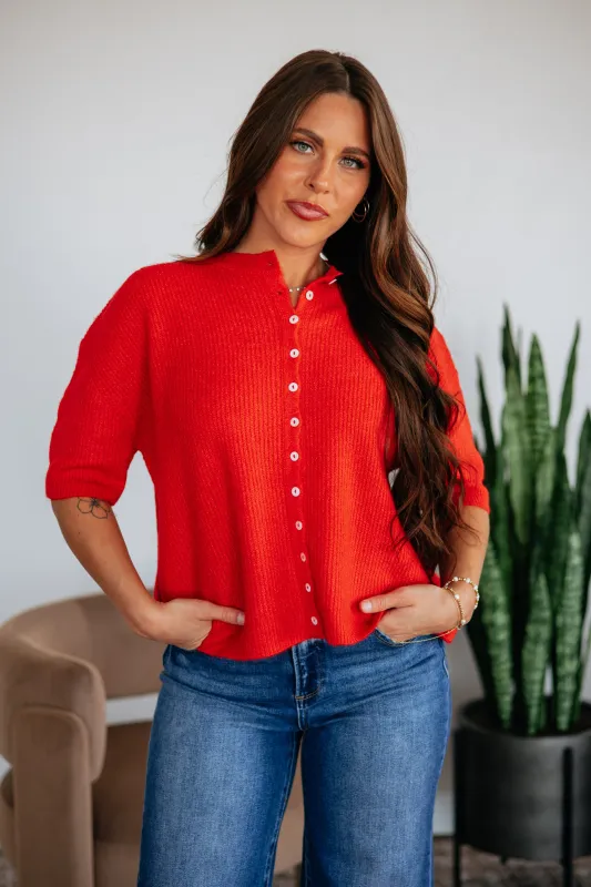 Auden Sweater Top - Scarlet made by Things Between