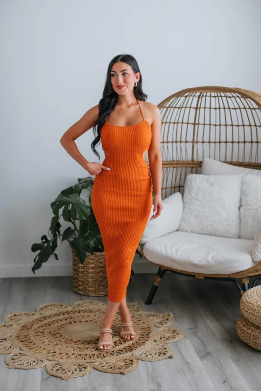 Erica Midi Dress - Tangerine sold by Wild Oak Boutique