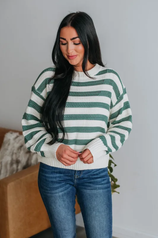Johanna Striped Sweater - Dusty Sage Mix sold by Wild Oak Boutique