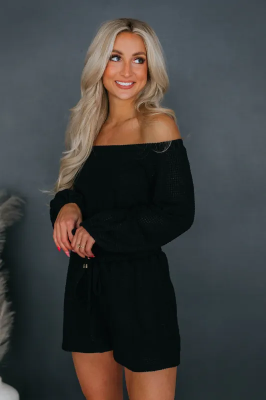 Zeldine Off-Shoulder Romper - Black sold by Wild Oak Boutique
