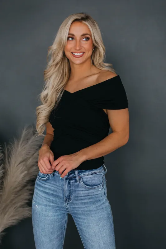 Molly Crossover Top - Black sold by Wild Oak Boutique