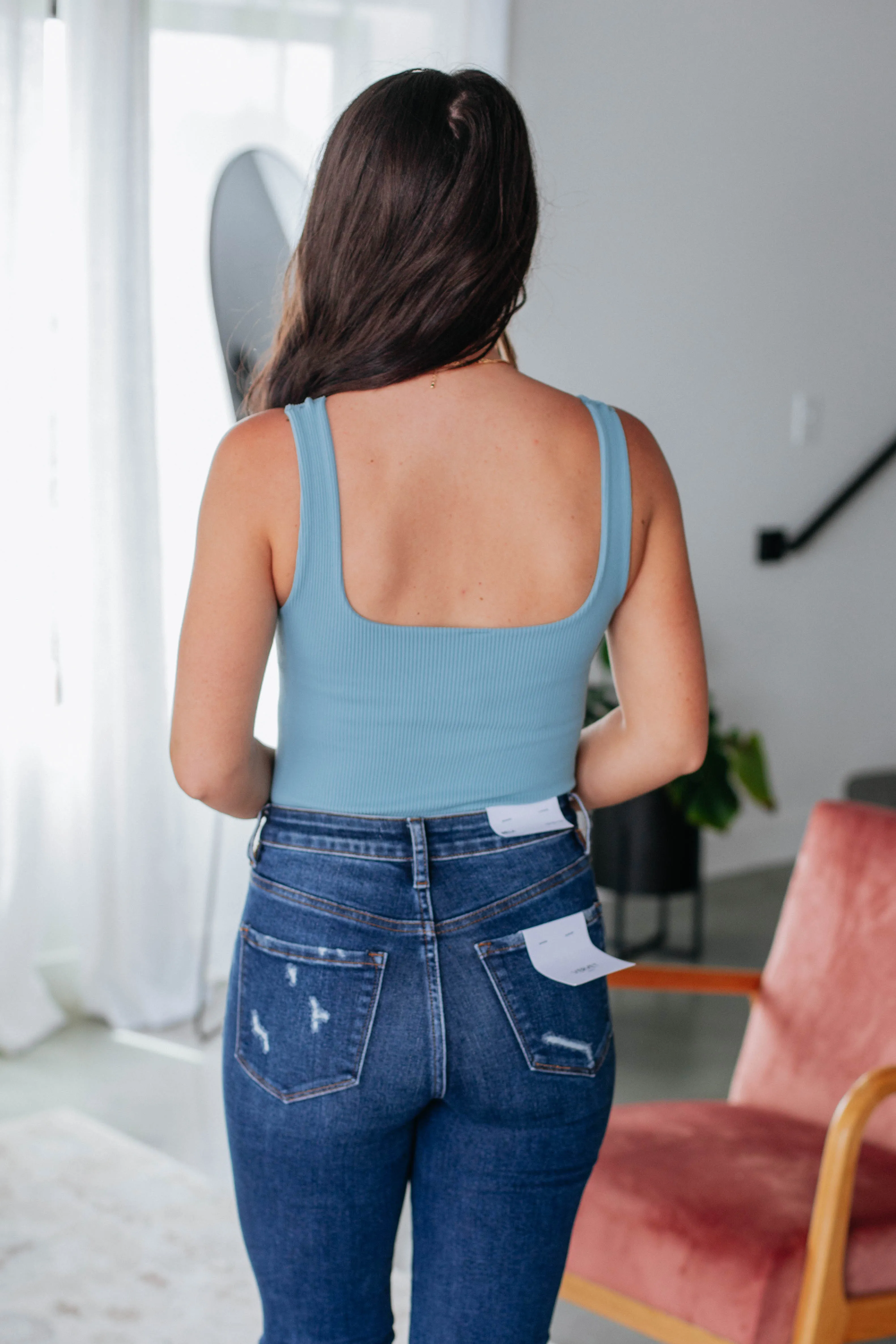 Dahlia Ribbed Bodysuit - Dusty Blue sold by Wild Oak Boutique product image thumbnail 5