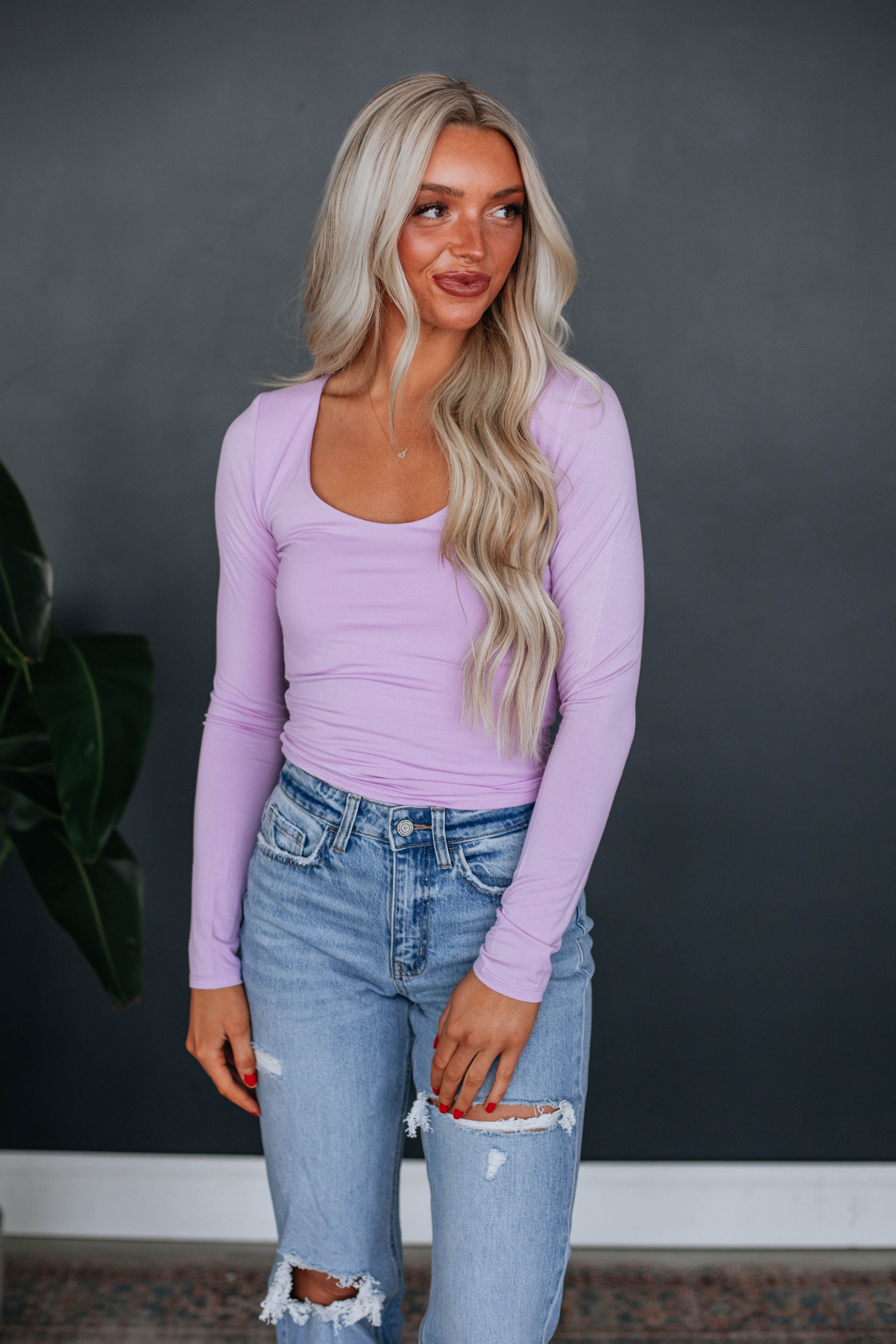 Shayla Basic Top - Lavender sold by Wild Oak Boutique