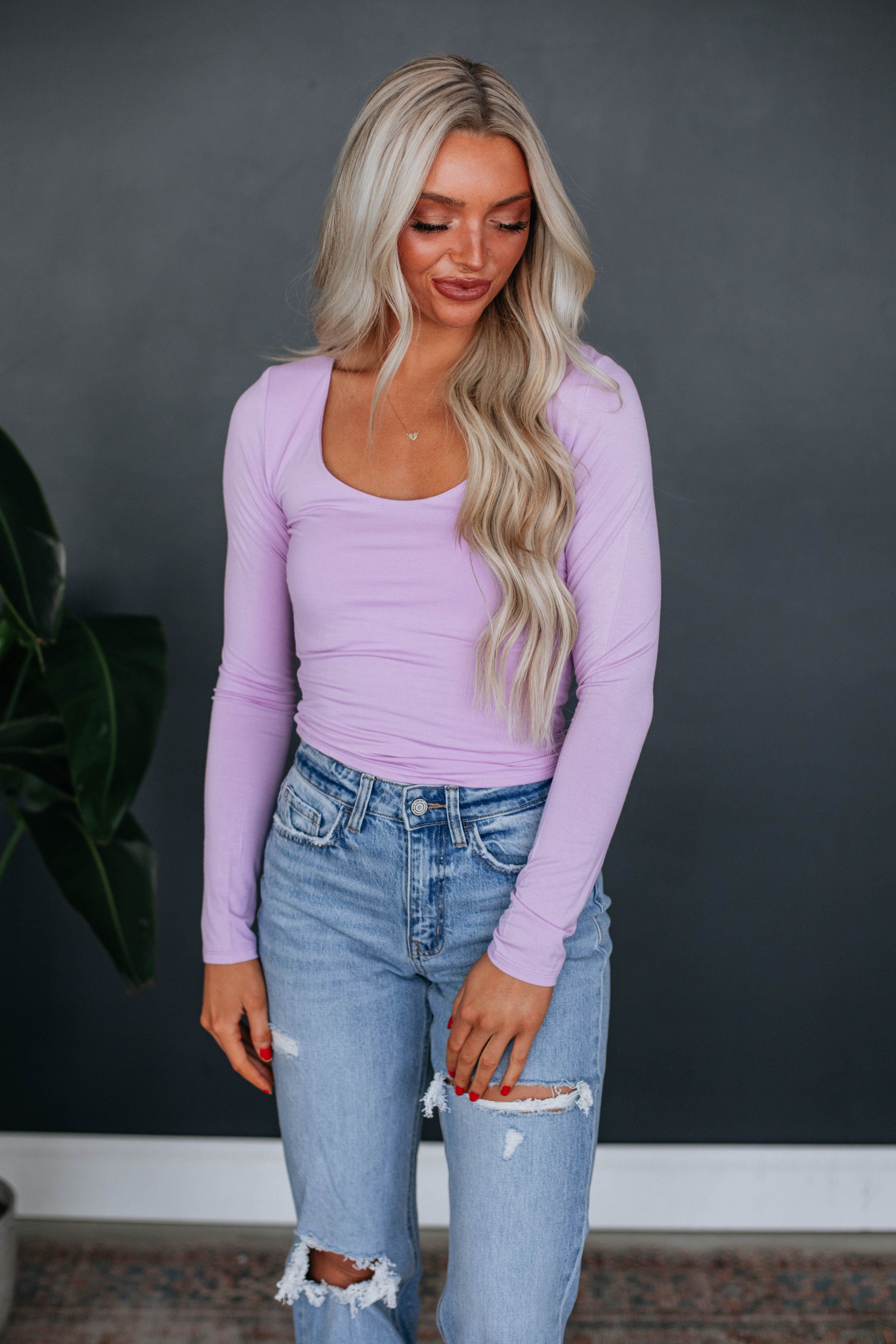 Shayla Basic Top - Lavender sold by Wild Oak Boutique product image thumbnail 5