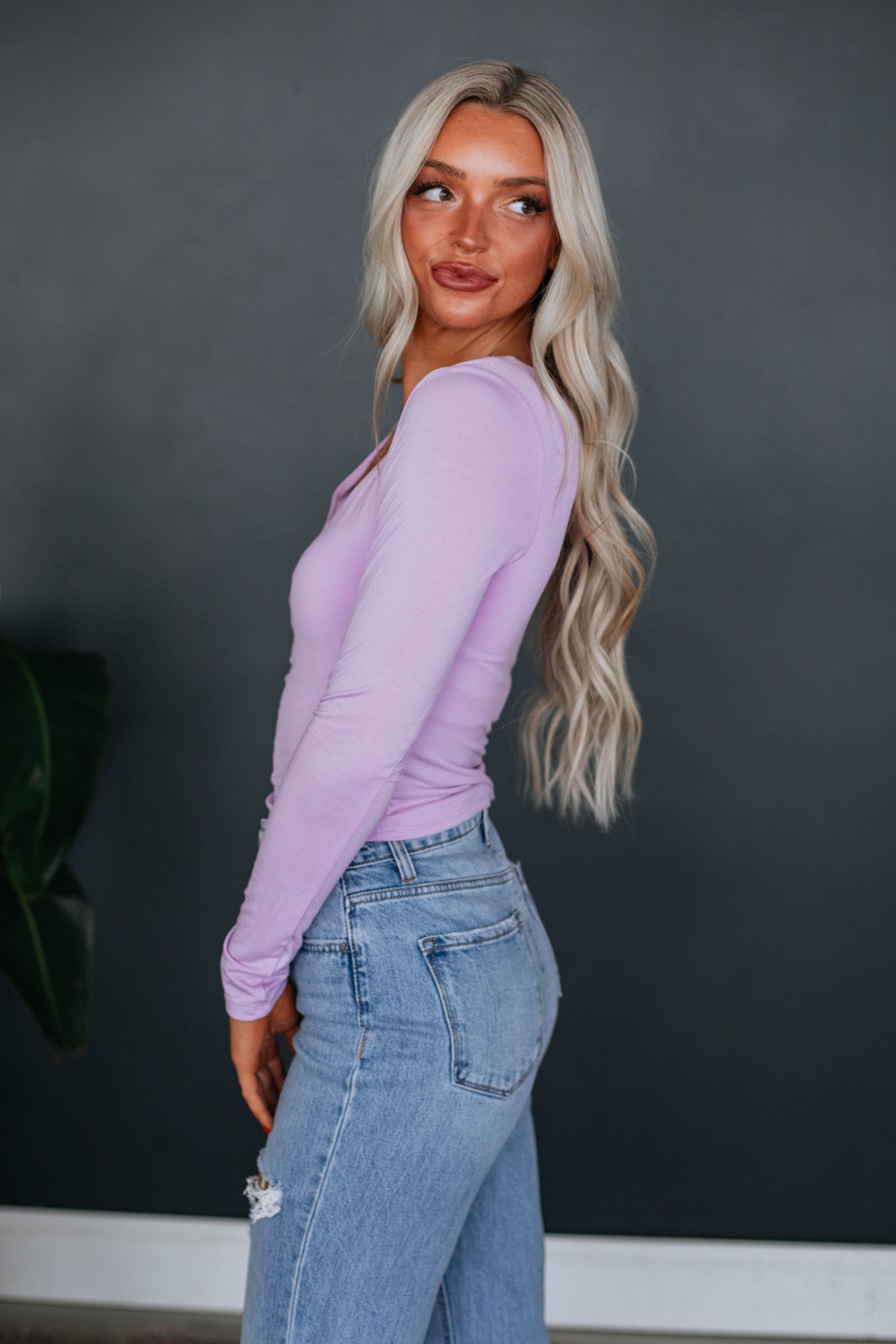 Shayla Basic Top - Lavender sold by Wild Oak Boutique product image thumbnail 3