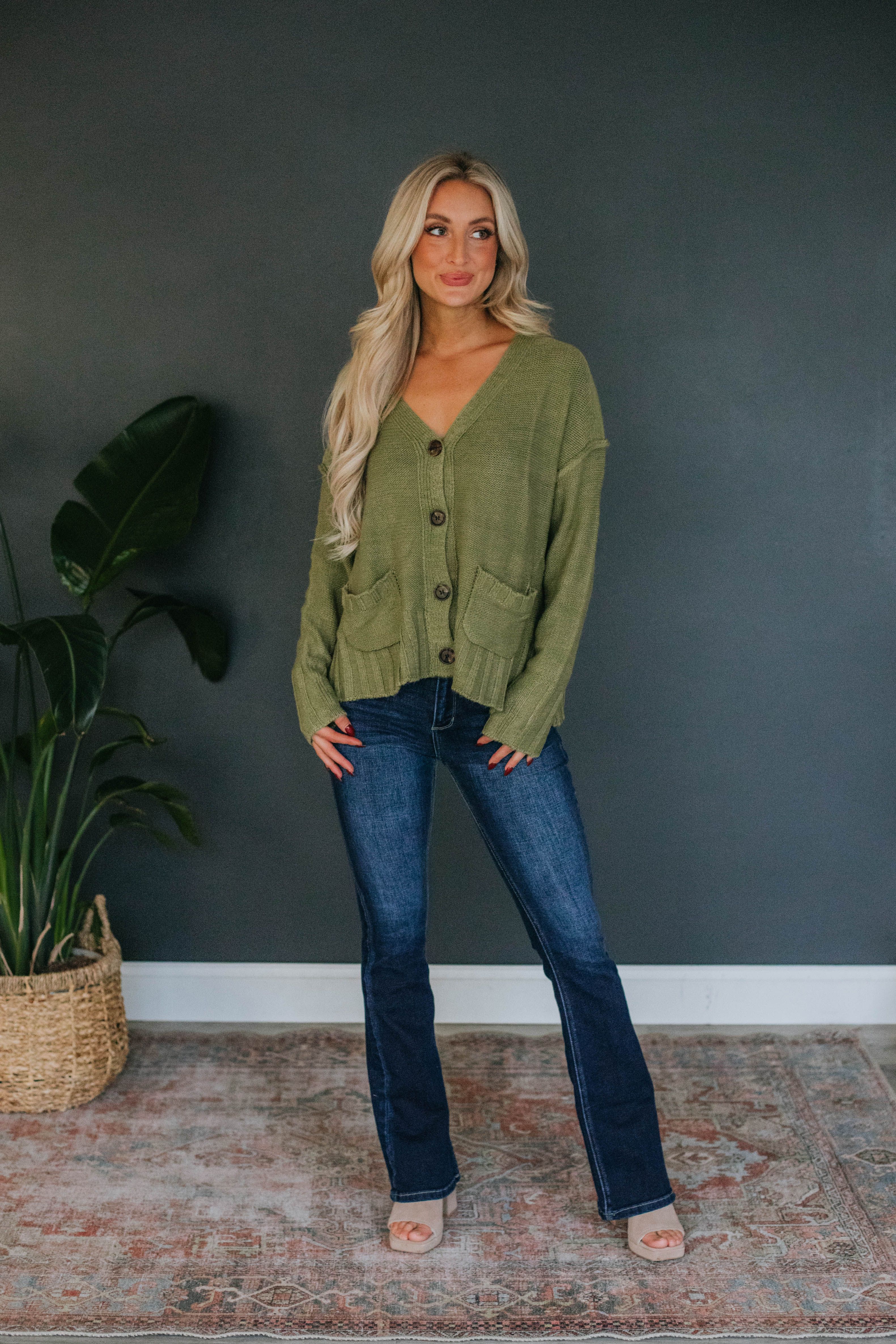 Monty Cardigan - Light Olive sold by Wild Oak Boutique product image thumbnail 3