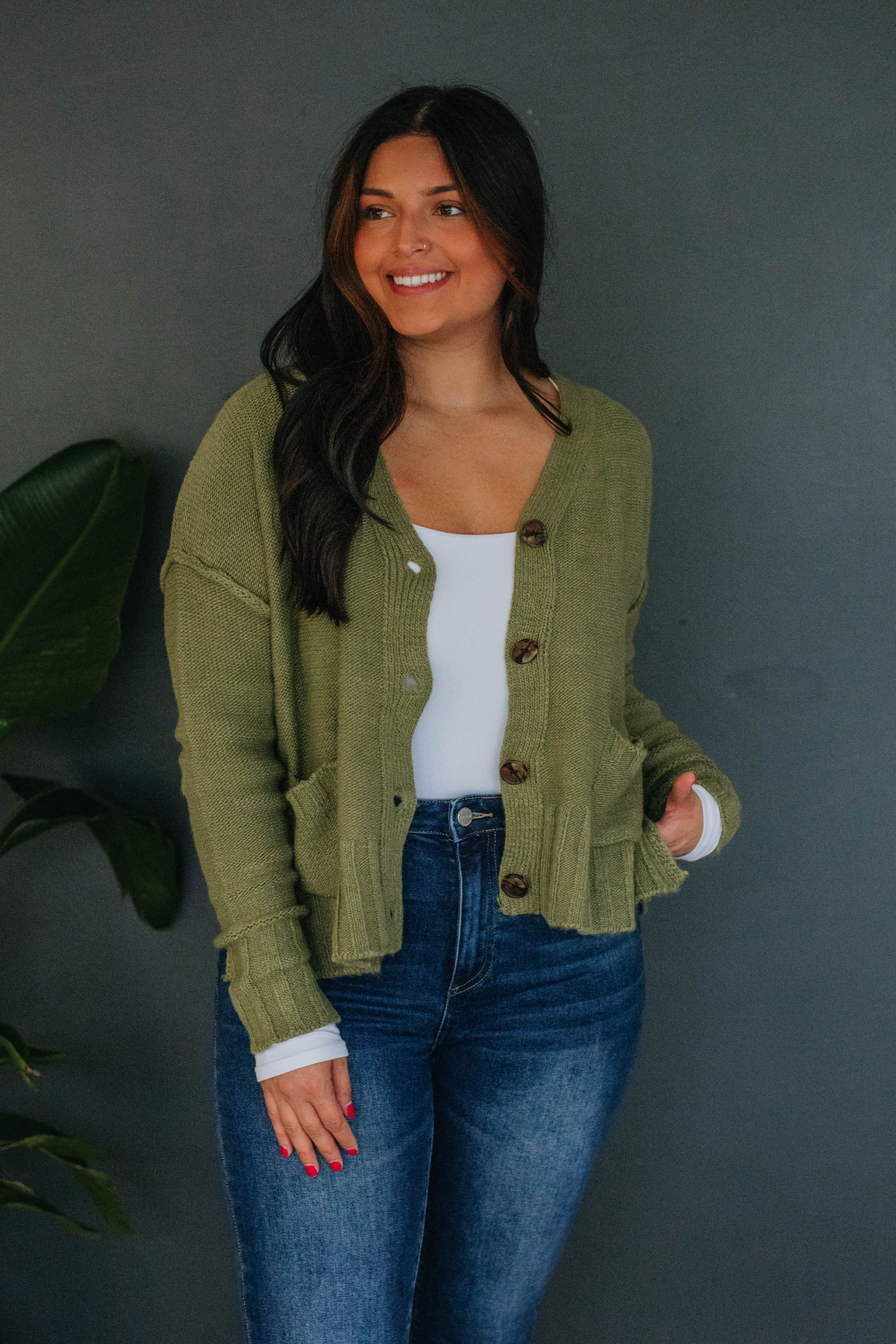 Monty Cardigan - Light Olive sold by Wild Oak Boutique product image thumbnail 2