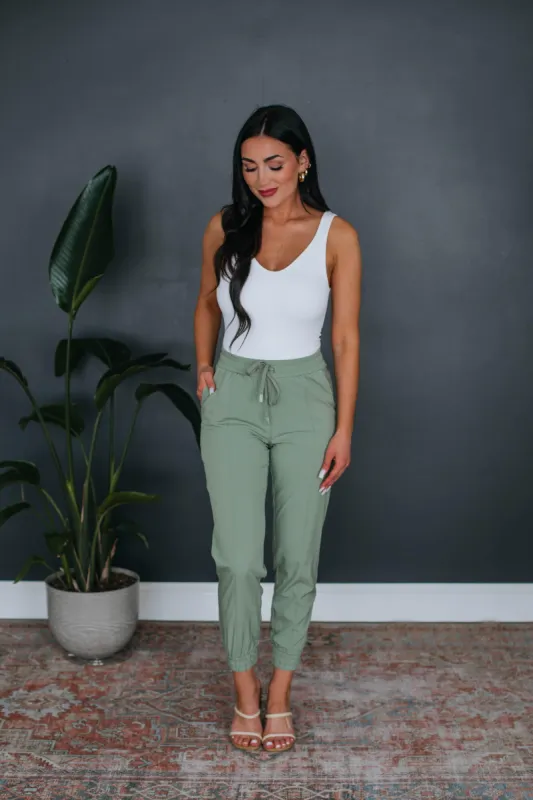 Eryn Athleisure Joggers - Sage sold by Wild Oak Boutique