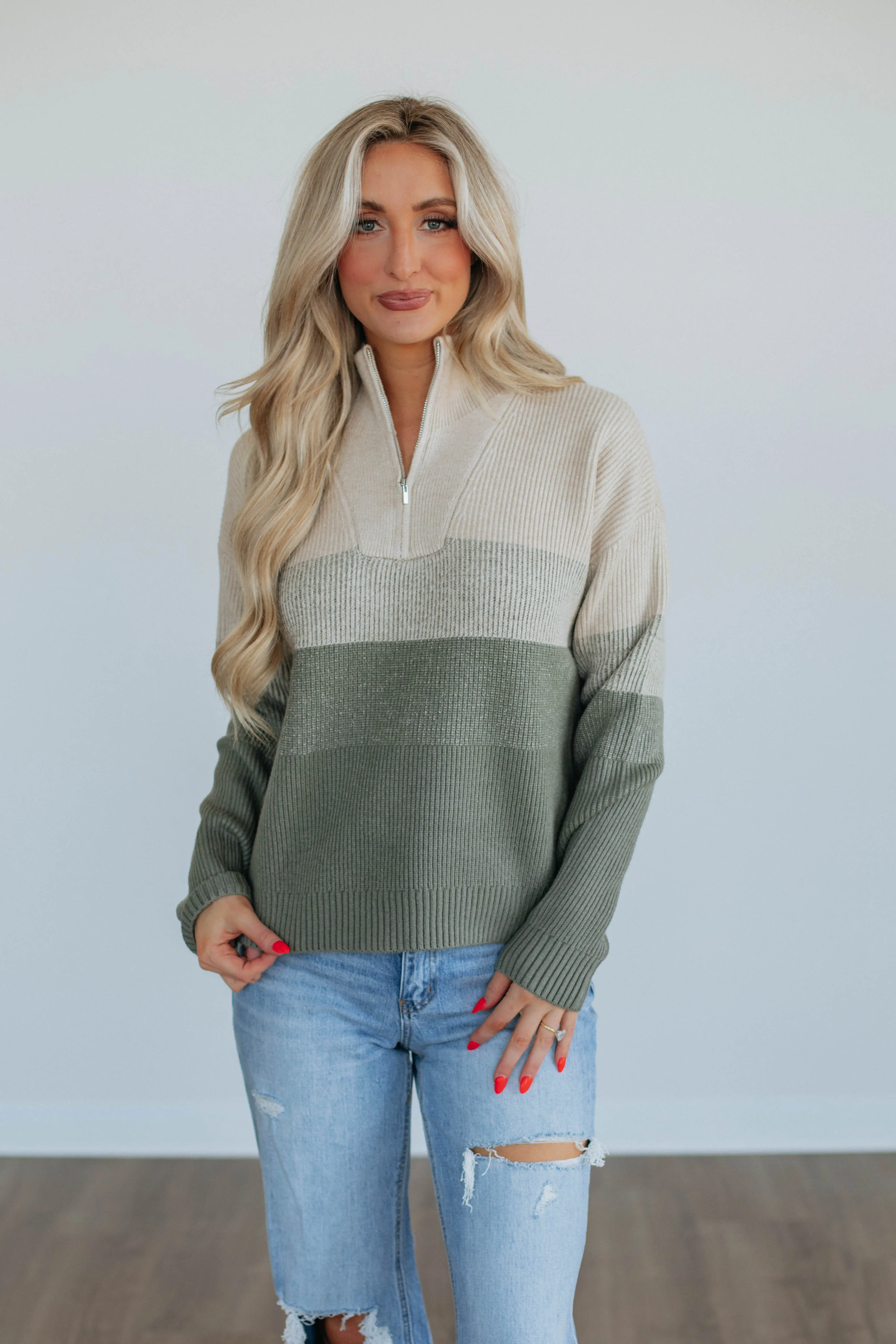Isaac Half-Zip Sweater - Spruce sold by Wild Oak Boutique product image thumbnail 2