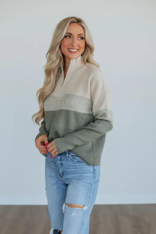 Isaac Half-Zip Sweater - Spruce sold by Wild Oak Boutique