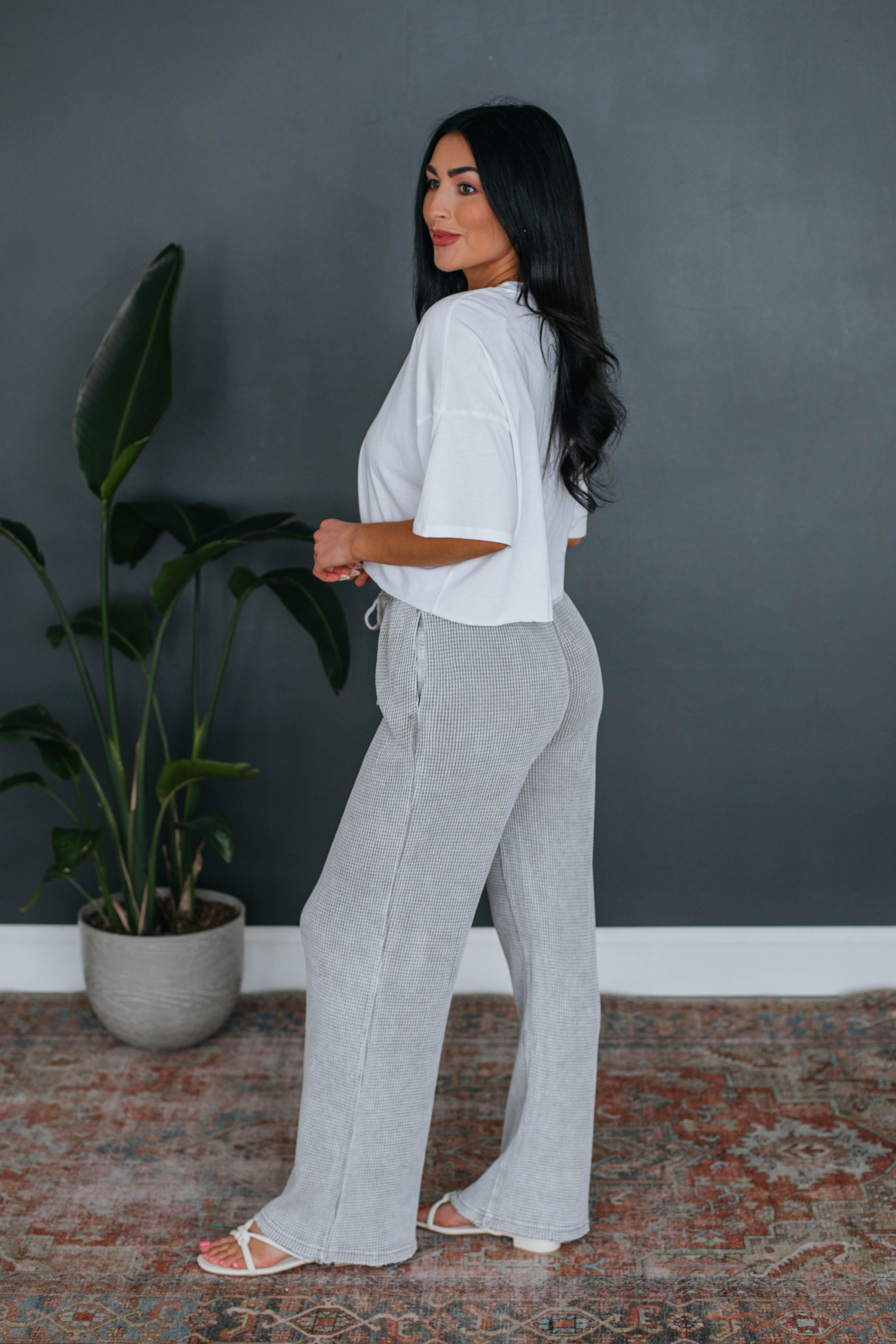 Staying In Lounge Pants - Heather Grey sold by Wild Oak Boutique product image thumbnail 3