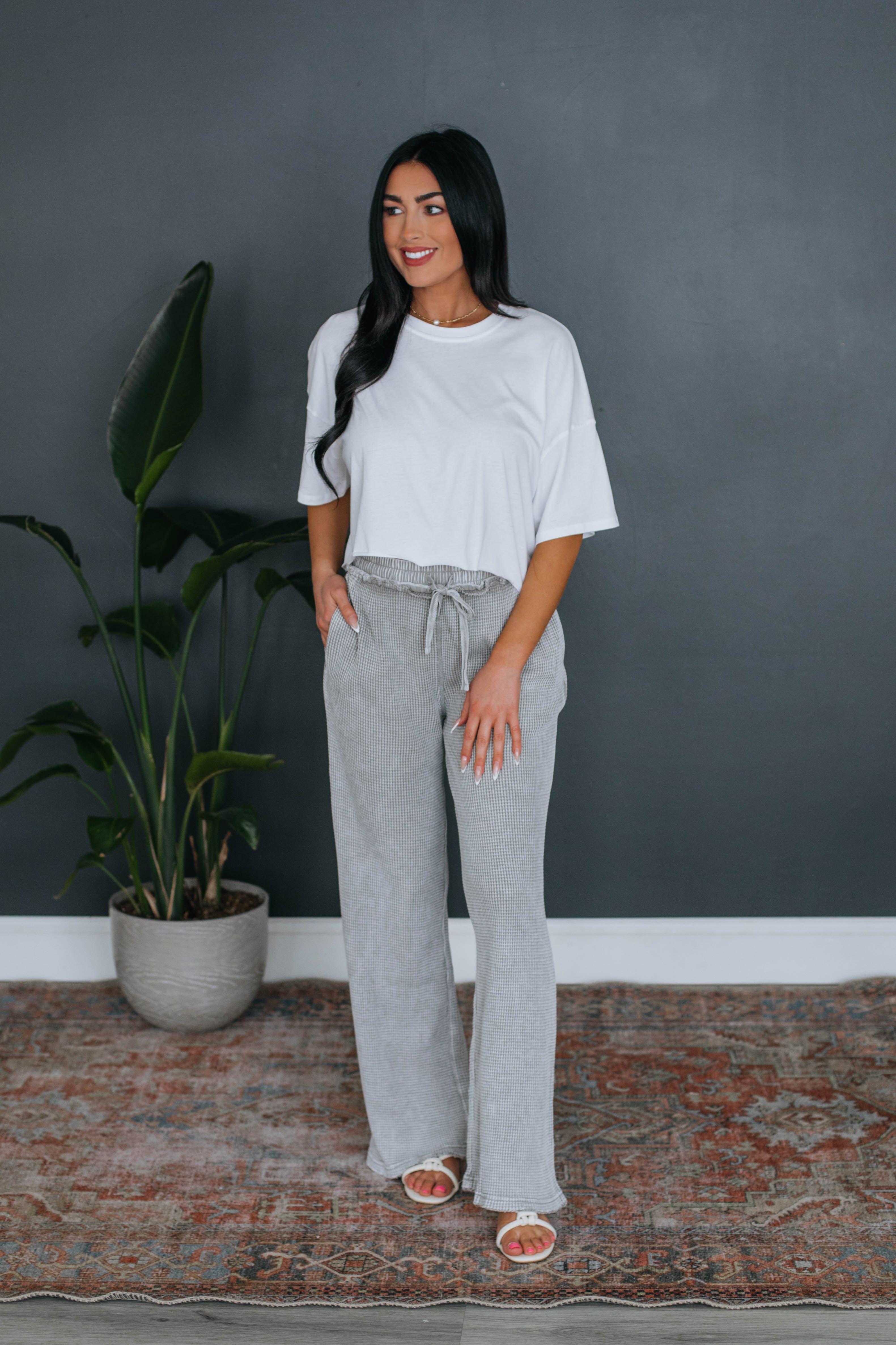 Staying In Lounge Pants - Heather Grey sold by Wild Oak Boutique