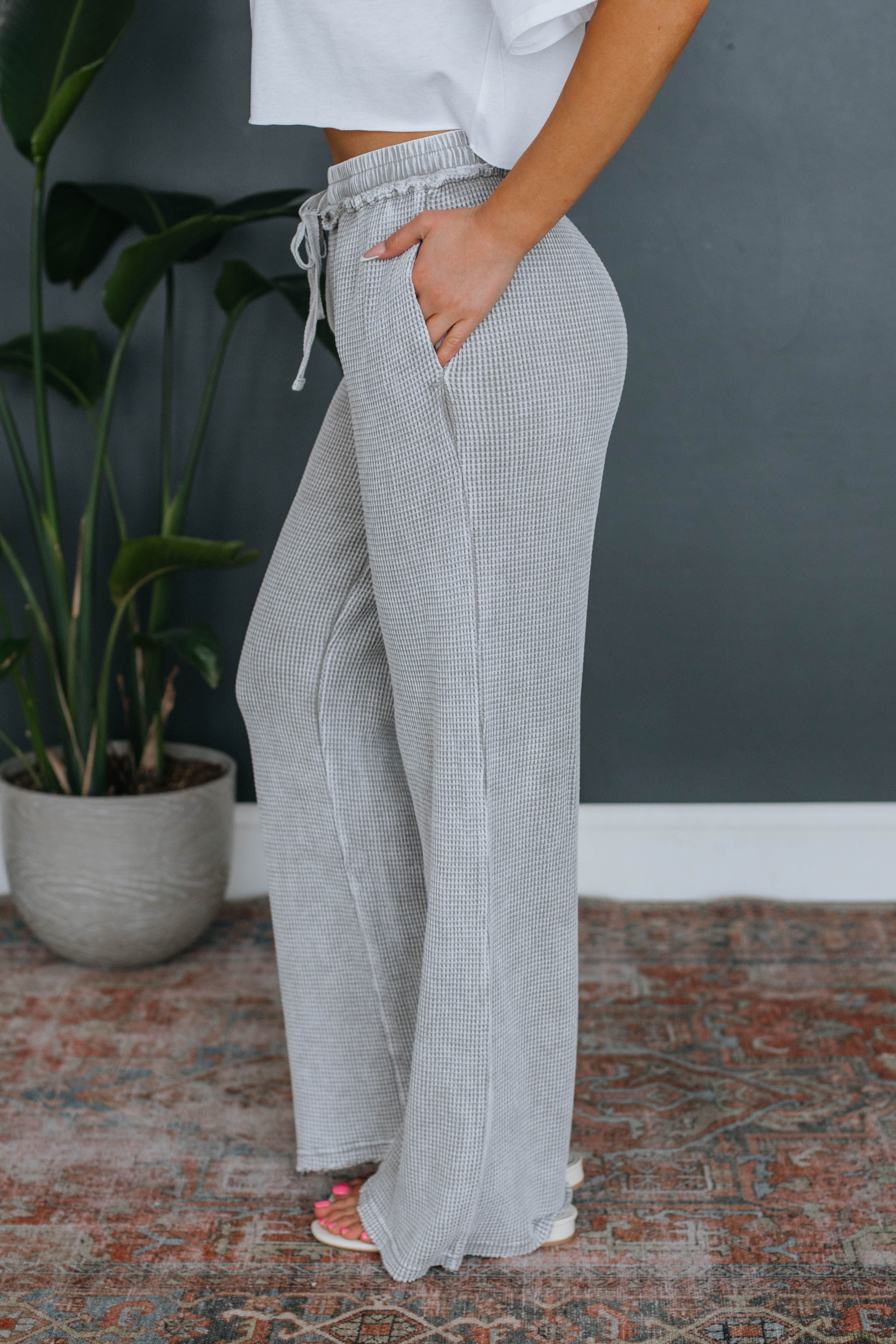Staying In Lounge Pants - Heather Grey sold by Wild Oak Boutique product image thumbnail 4
