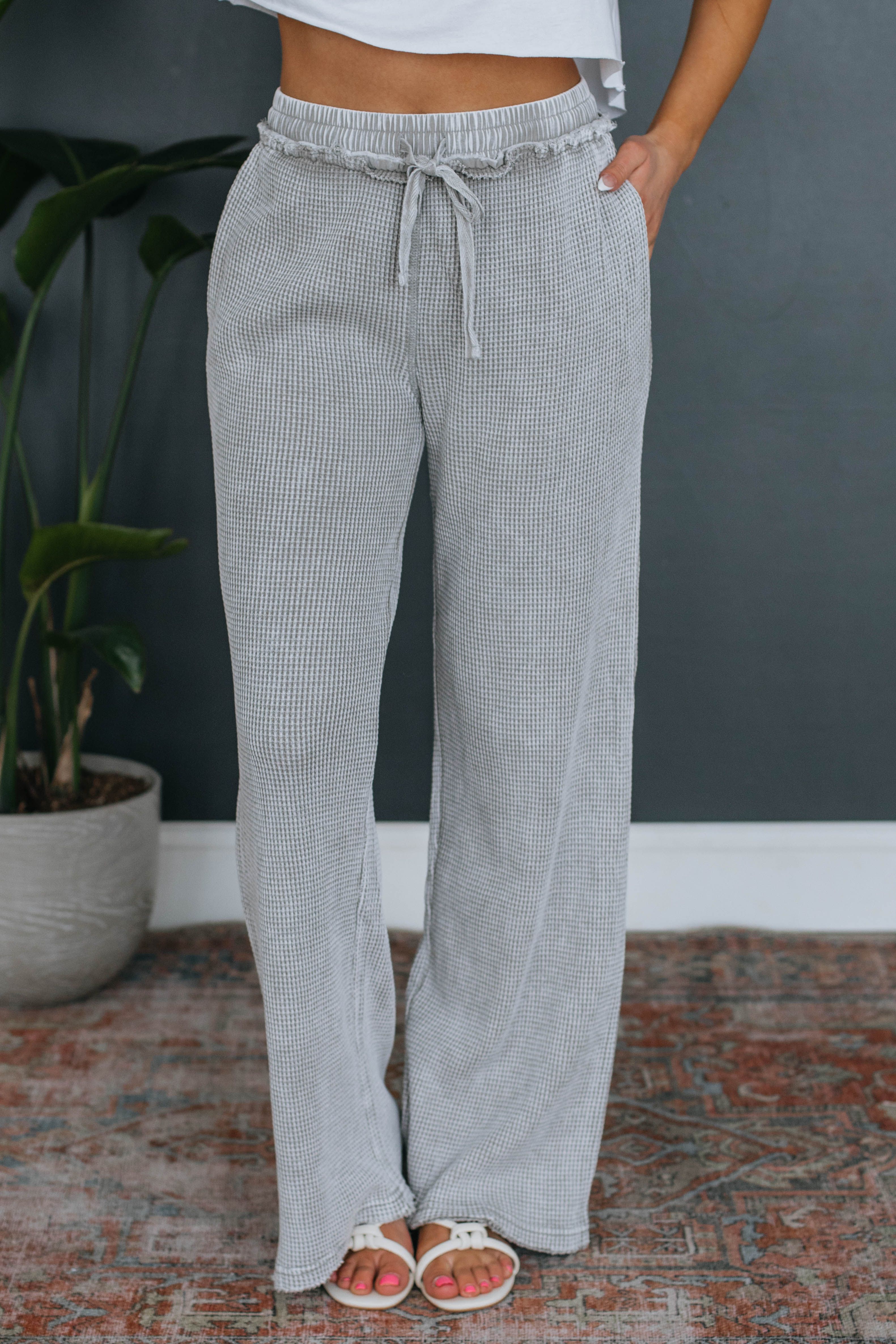 Staying In Lounge Pants - Heather Grey sold by Wild Oak Boutique product image thumbnail 2