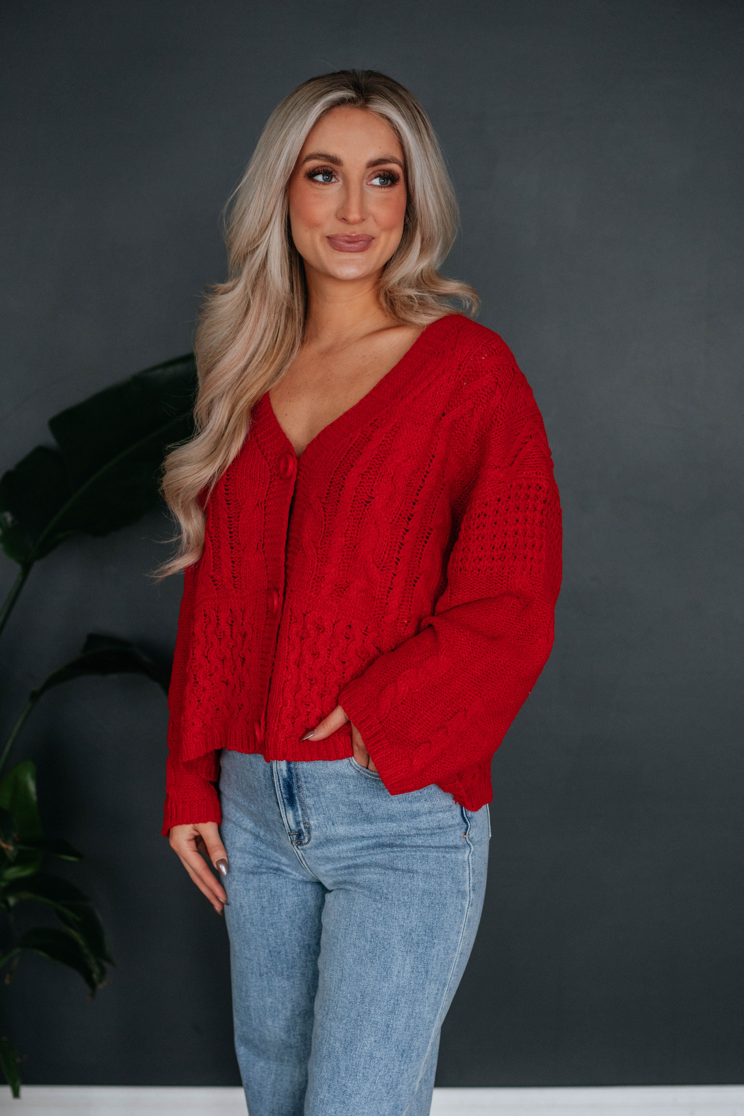 Ellen Cardigan - Red sold by Wild Oak Boutique product image thumbnail 3