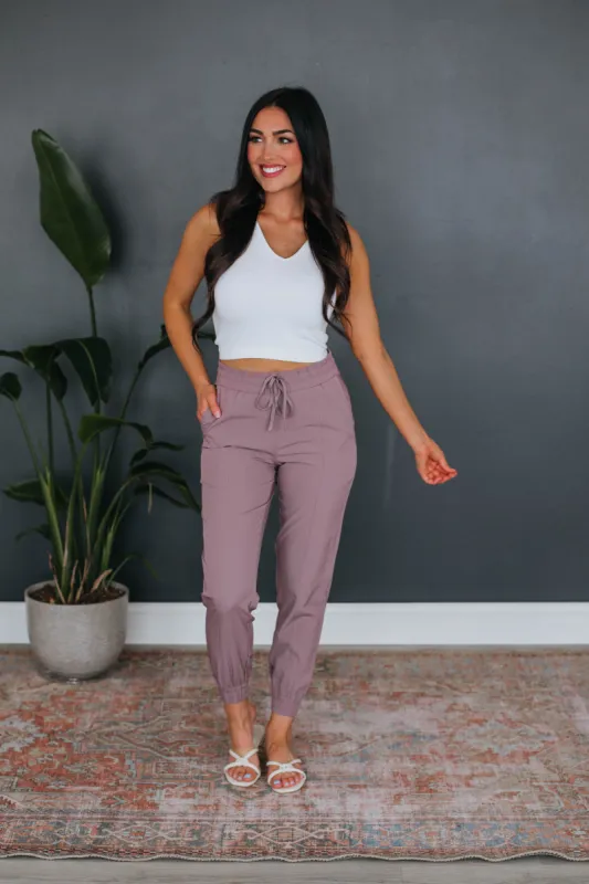 Eryn Athleisure Joggers - Mauve sold by Wild Oak Boutique
