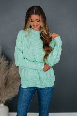 Chelsea Mock Neck Sweater - Mint made by By Together